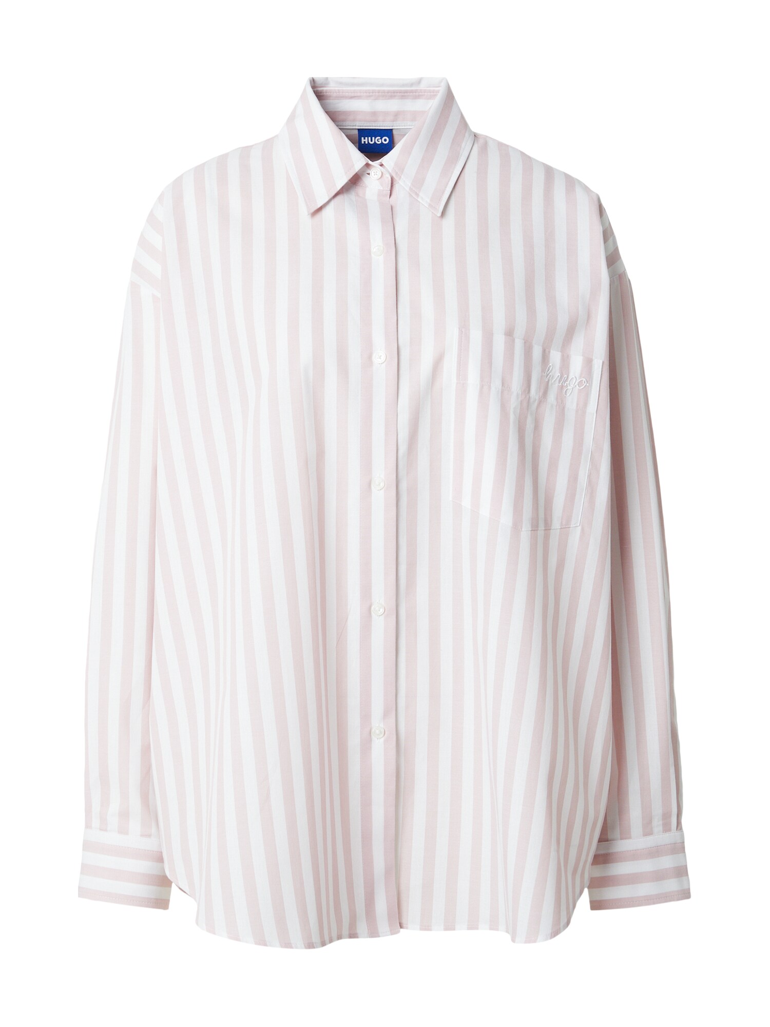 Hugo Striped-cotton oversized-fit blouse with Happy logo blusar dam – bild 5