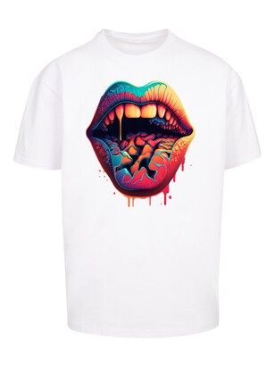 F4NT4STIC Shirt ‘Drooling Lips’ Gemengde kleuren / Wit