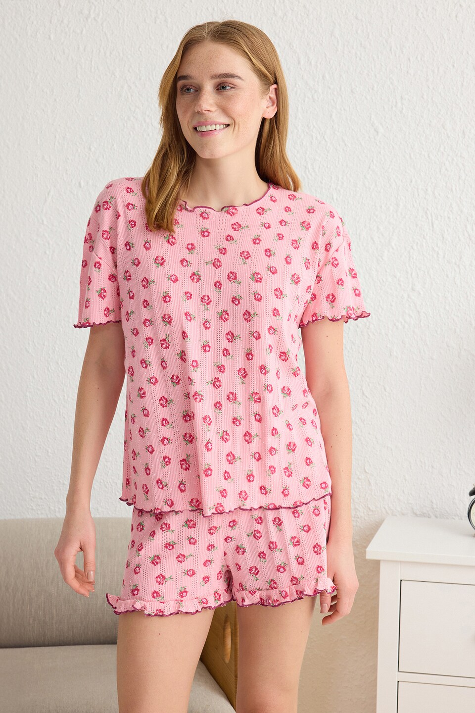 Kort pyjamas mauve / rosa / röd