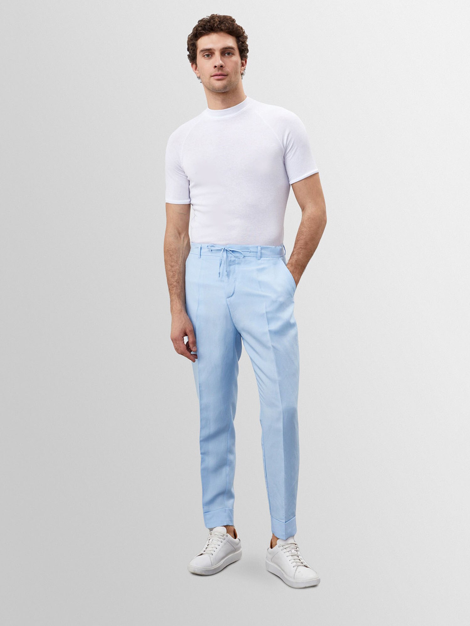 Antioch Pantaloni cu dungă  albastru deschis