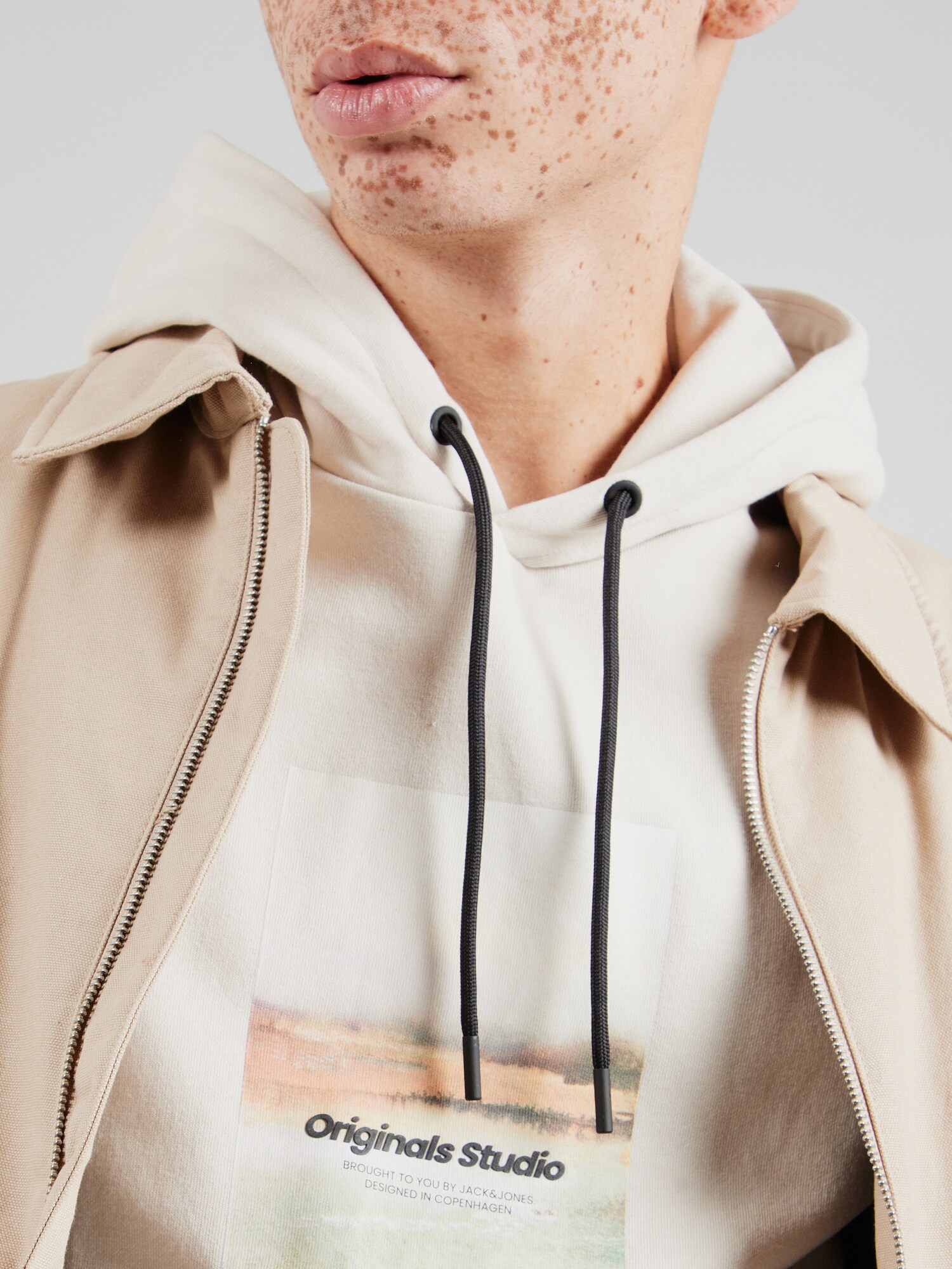 JACK & JONES Mikina 'Vesterbro' béžová / svetložltá / čierna (obrázok 4)