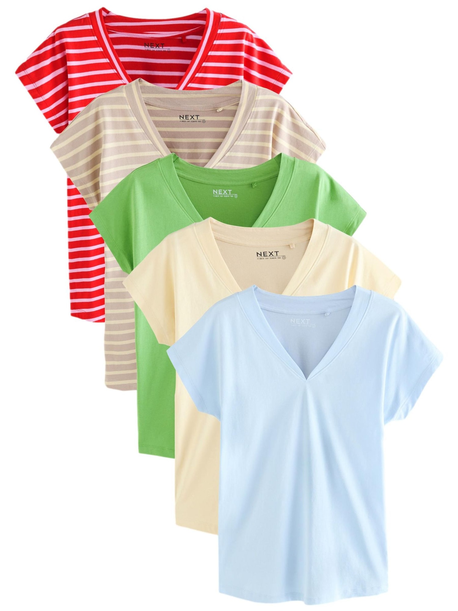 Next Tricou  bej / albastru deschis / gri / verde limetă / roșu