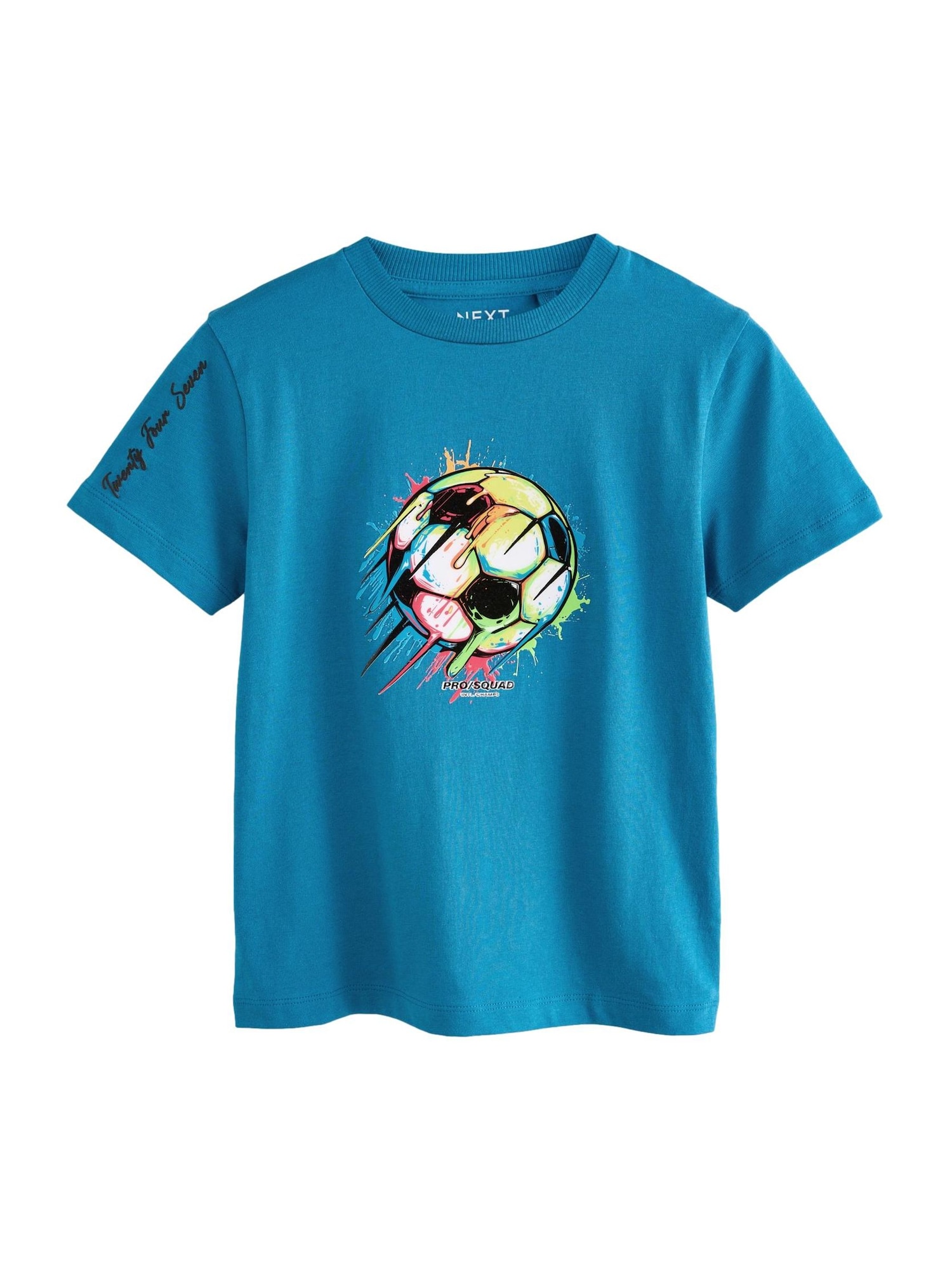 Next Tricou  albastru / verde deschis / negru / alb