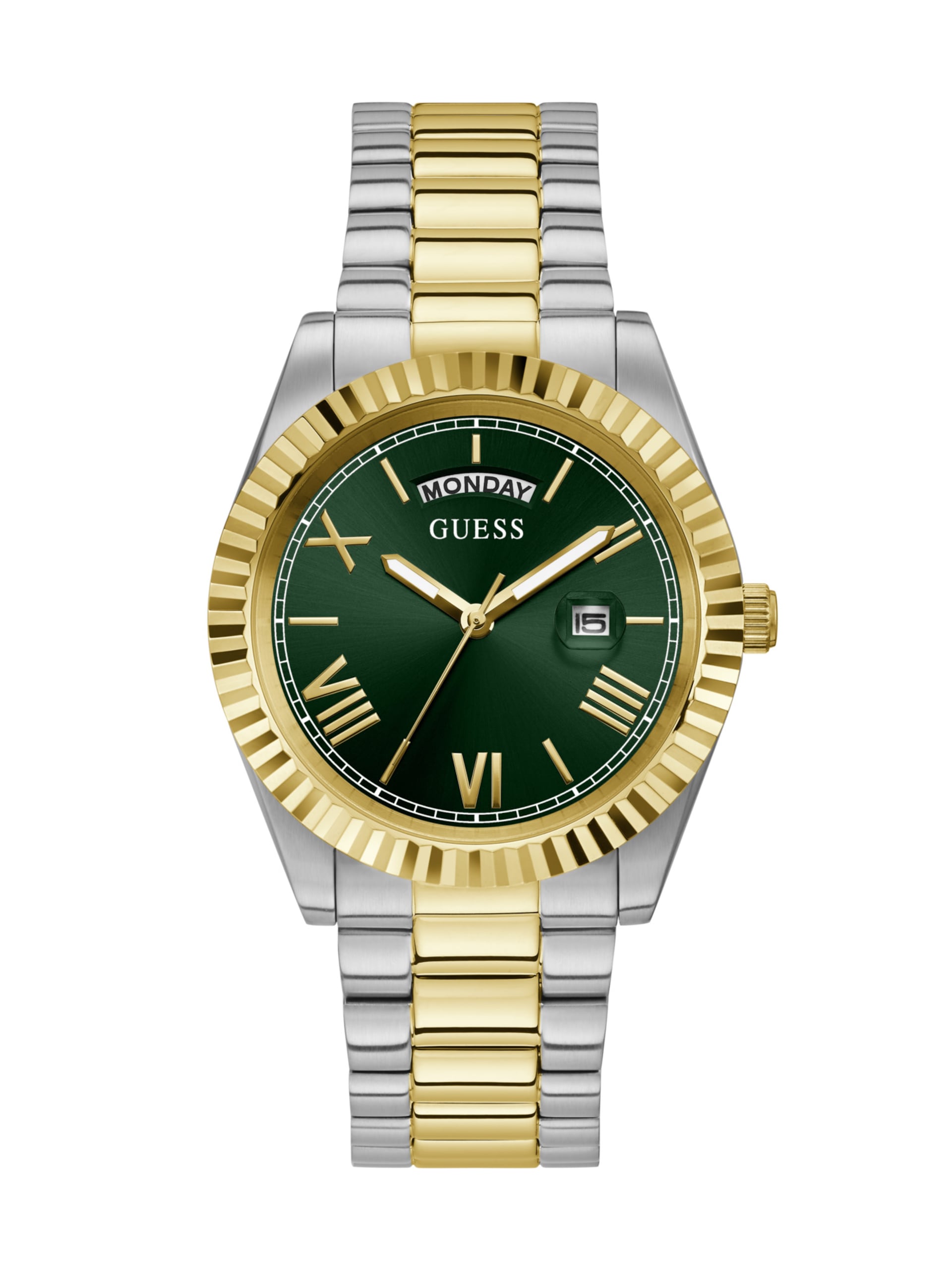 Guess Analog klocka 'CONNOISSEUR' guld / gran herr
