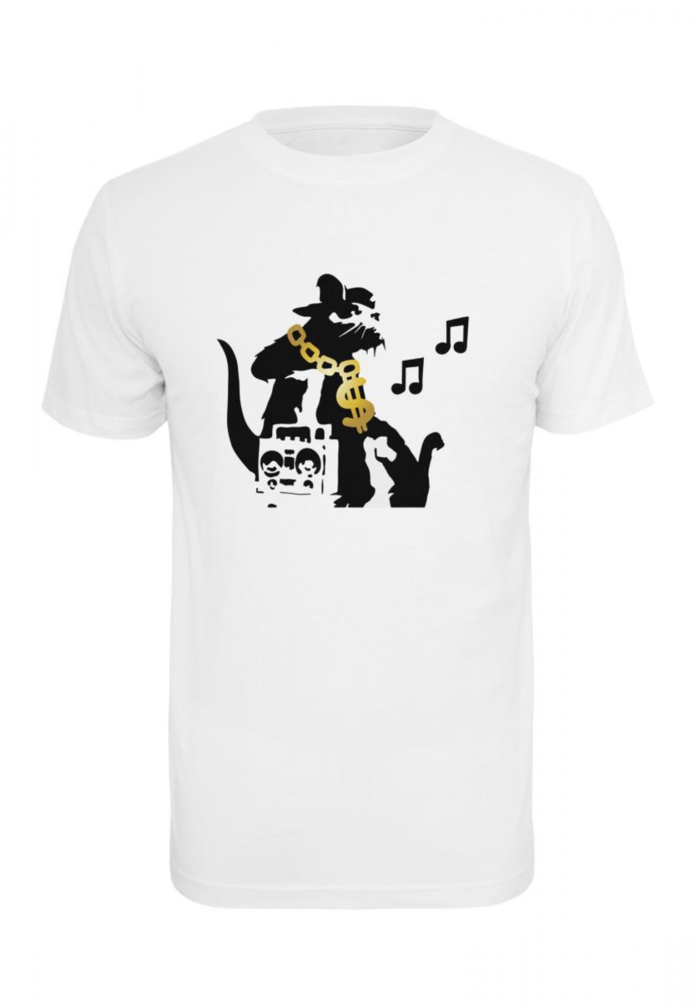 Mister Tee Marškinėliai 'Banksy HipHop Rat'  balta / juoda / žaliosios citrinos spalva