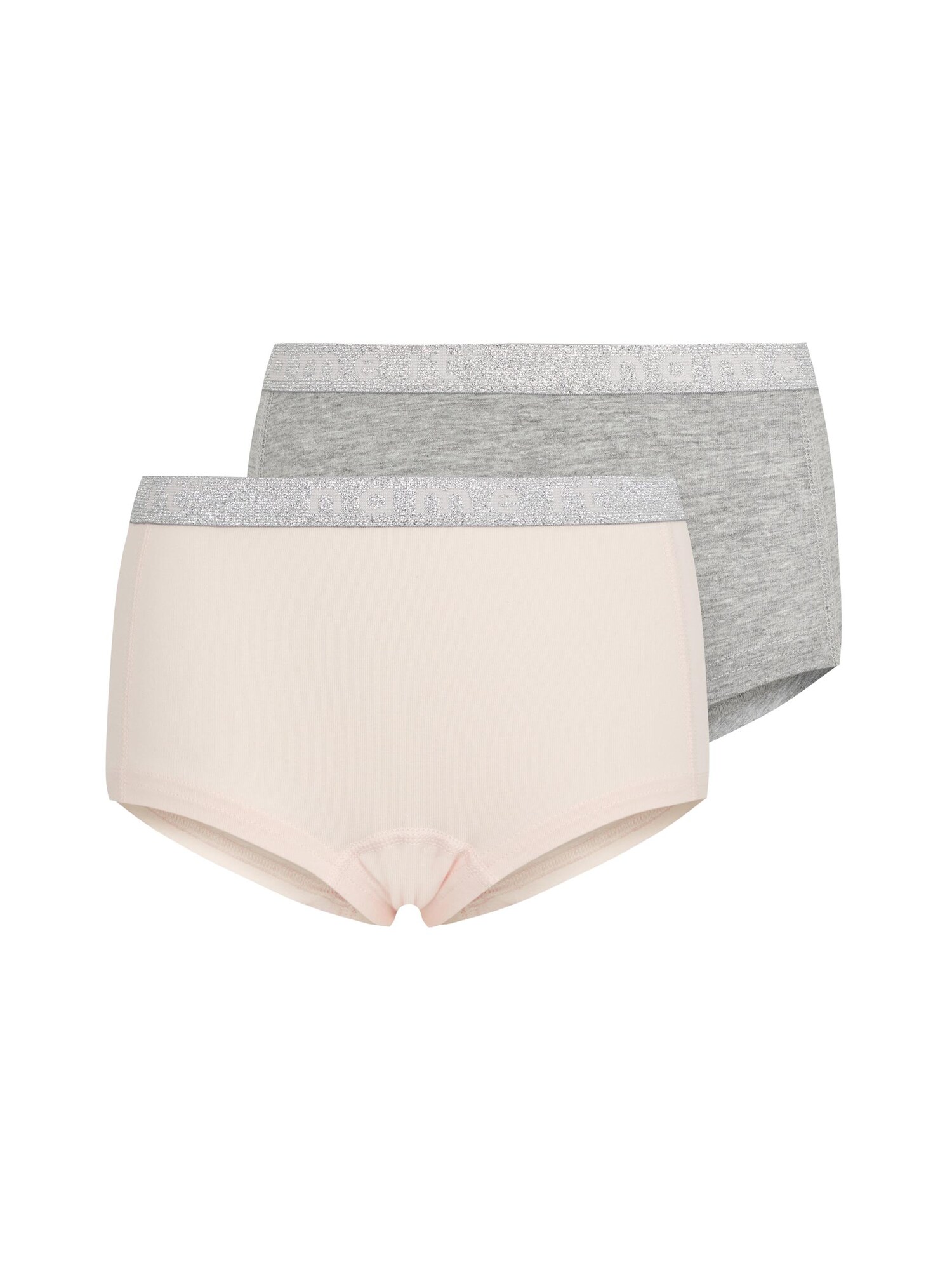 NAME IT Apatinės kelnaitės 'NKFHIPSTER 2P WE BARELY PINK LUREX NOOS'  margai pilka / rožių spalva
