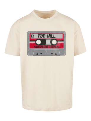 F4NT4STIC Shirt ‘Stranger Things Cassette For Will Netflix TV Series’ Lichtbeige / Grijs / Rood / Zwart