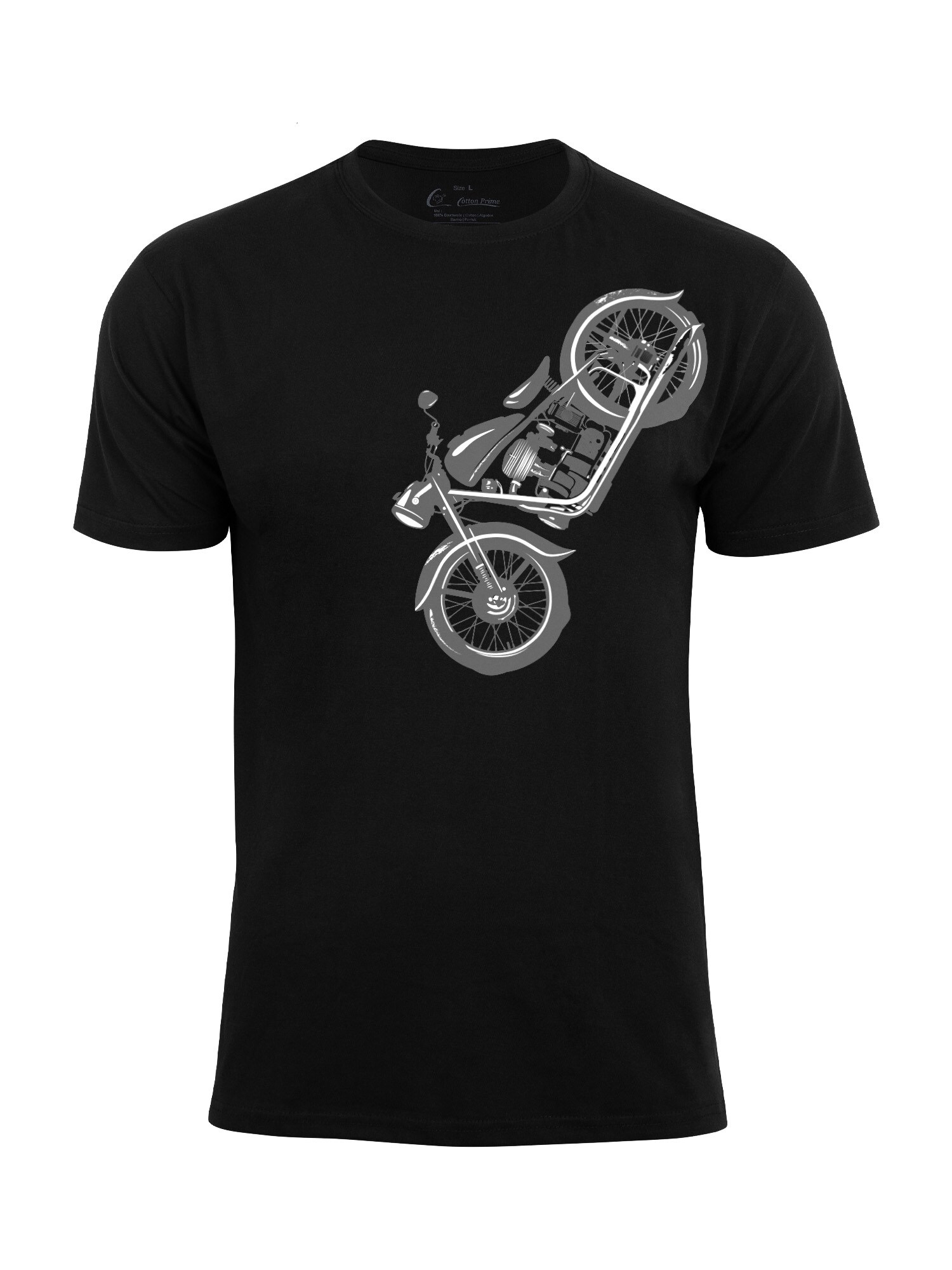 Cotton Prime Camiseta 'Vintage Motorcycle'  gris / negro