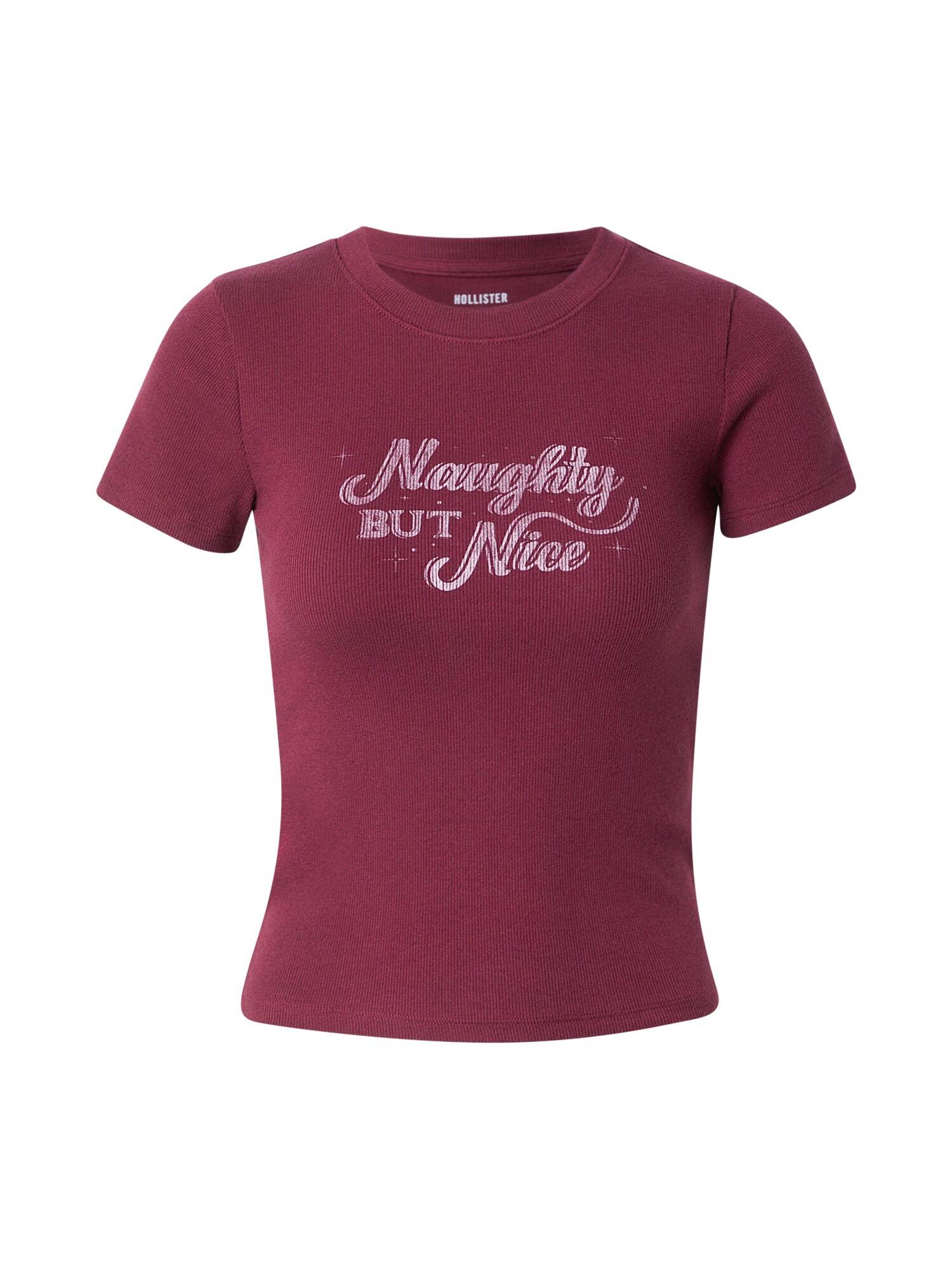 HOLLISTER Tricou  roșu vin / alb