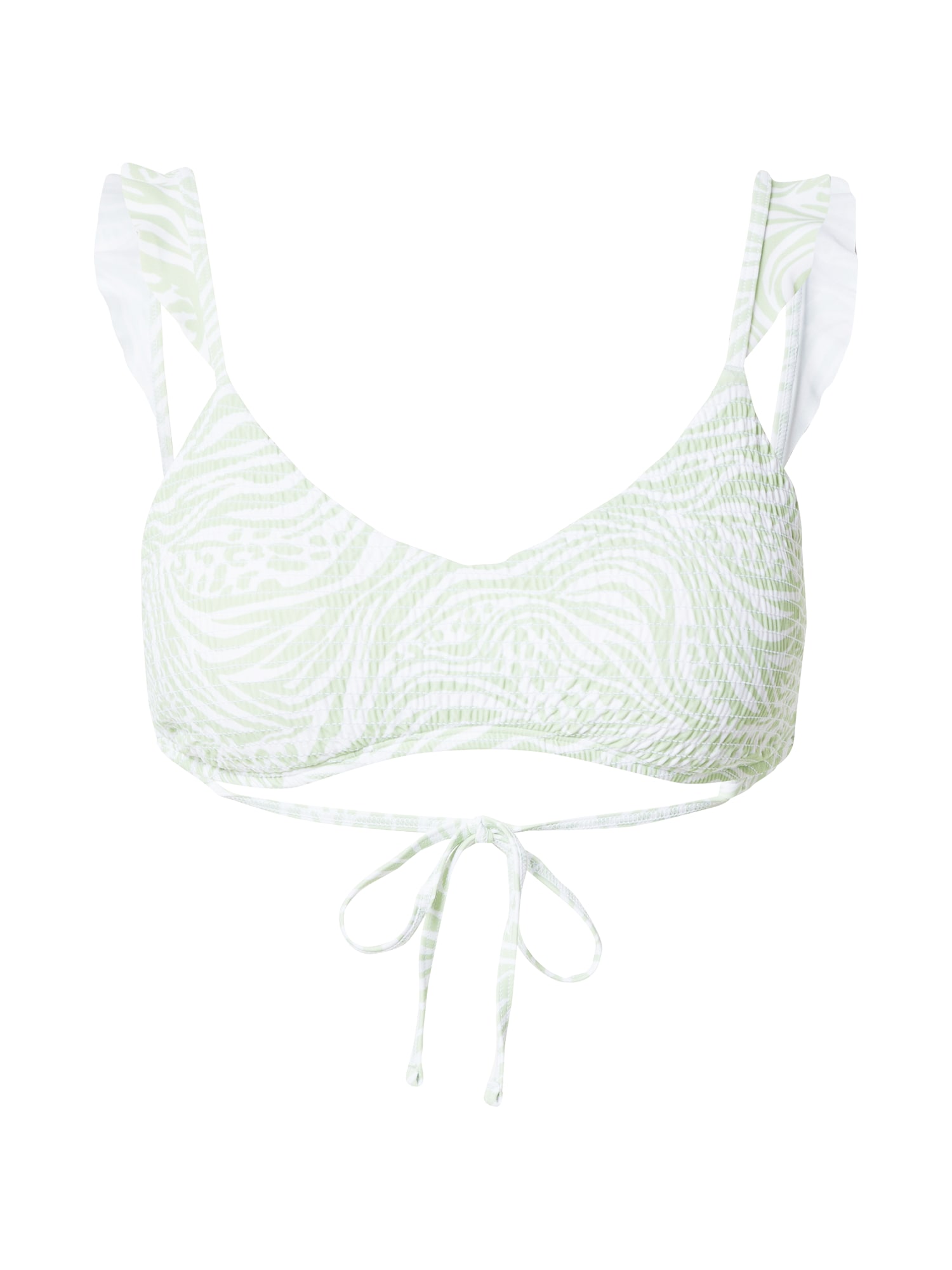 HOLLISTER Bikinio viršutinė dalis 'SMOCK VOOP' pastelinė žalia / balta
