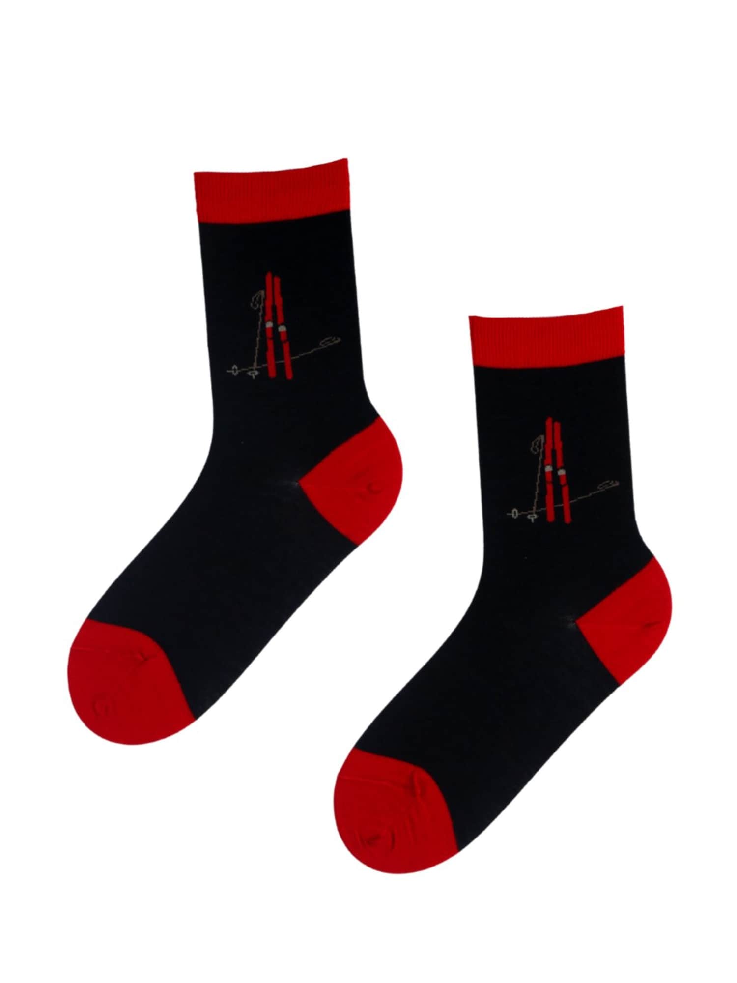 Sokisahtel Čarape 'SUUSABAAS merino wool socks with skis' crvena / crna