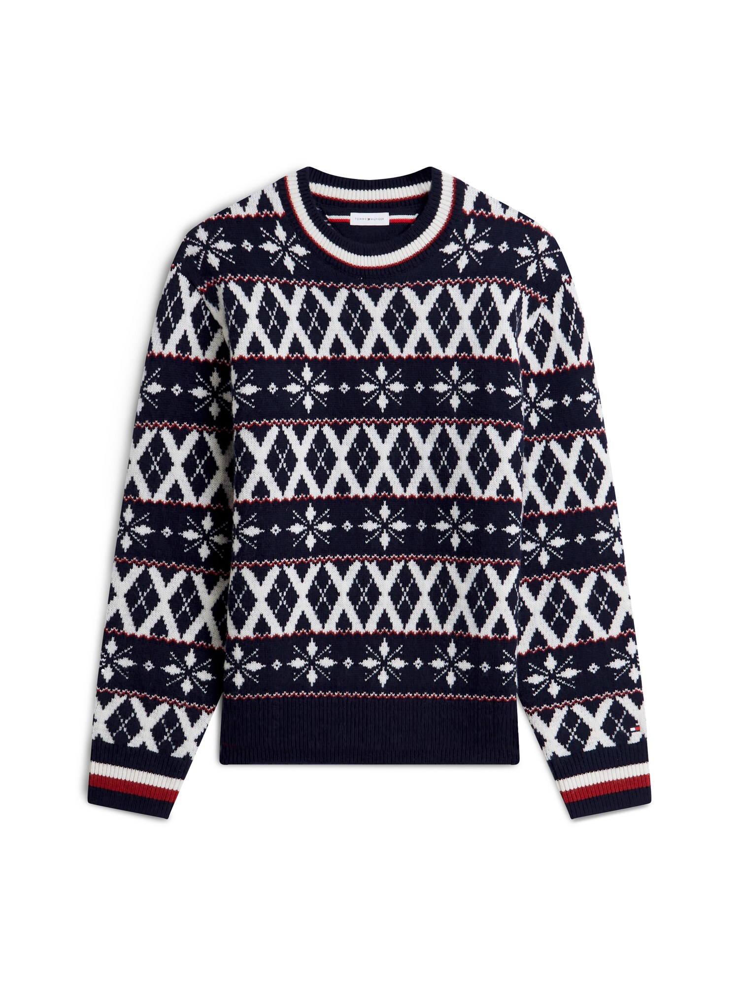 TOMMY HILFIGER Pulover bleumarin / roșu rodie / alb