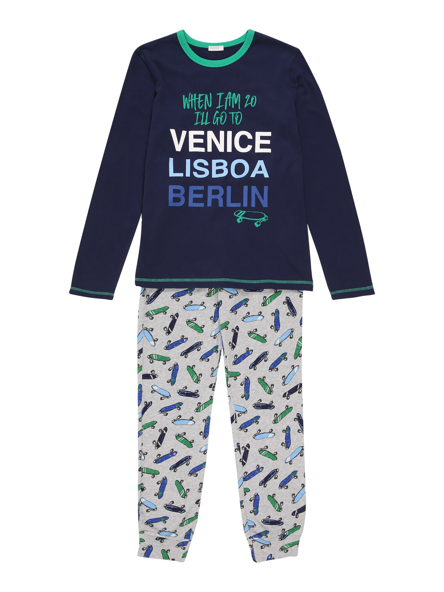 UNITED COLORS OF BENETTON Miego kostiumas  tamsiai mėlyna / balta