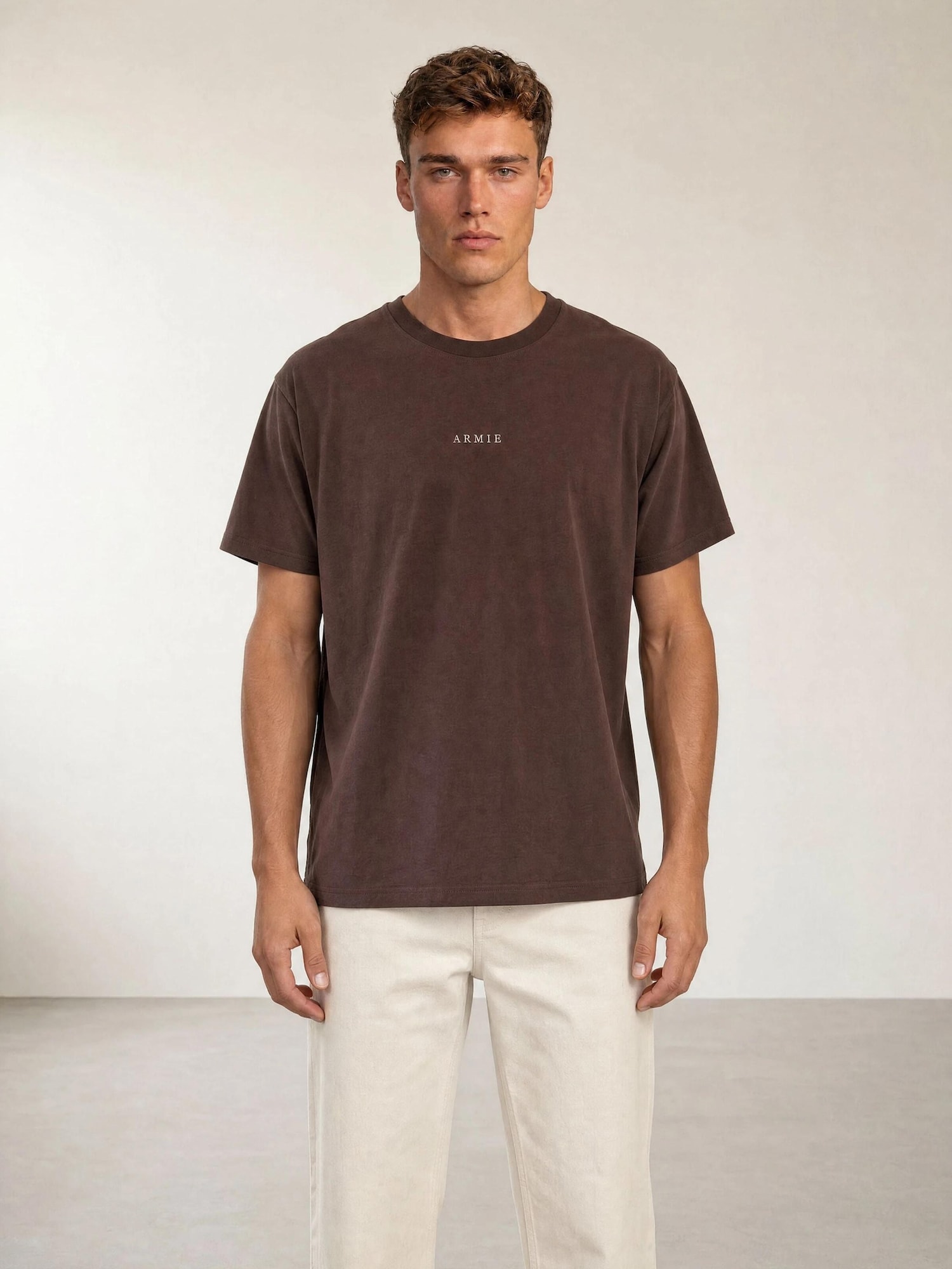 ARMIE Majica 'The Alex Logo T-shirt - Brown' smeđa