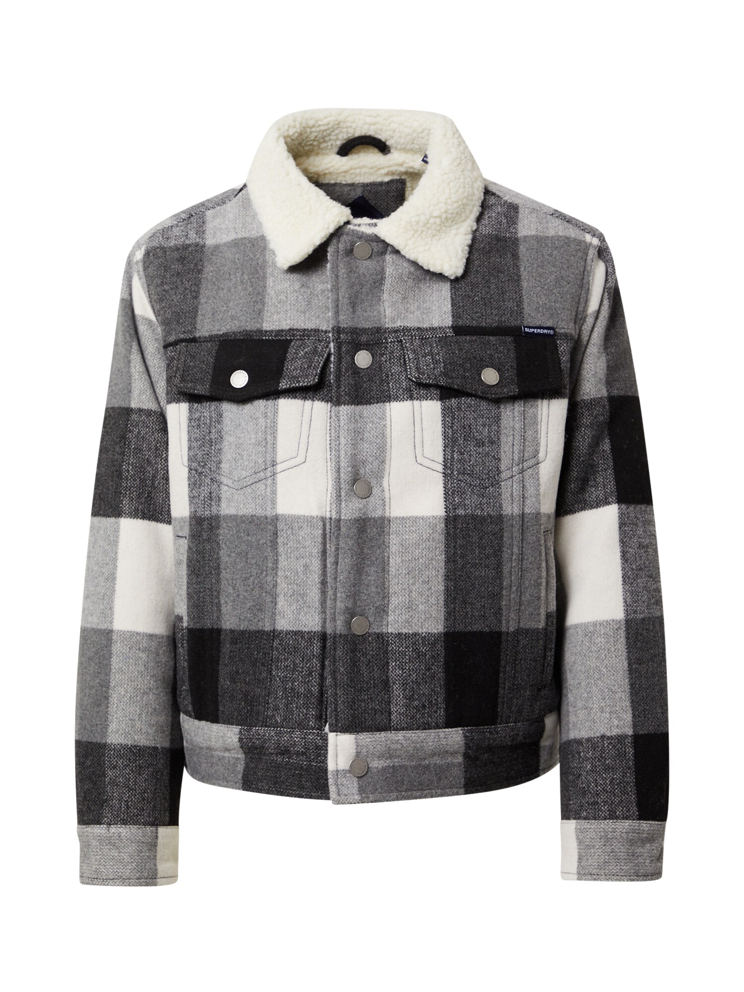 Superdry Demisezoninė striukė 'Boyfriend'  balta / juoda / pilka