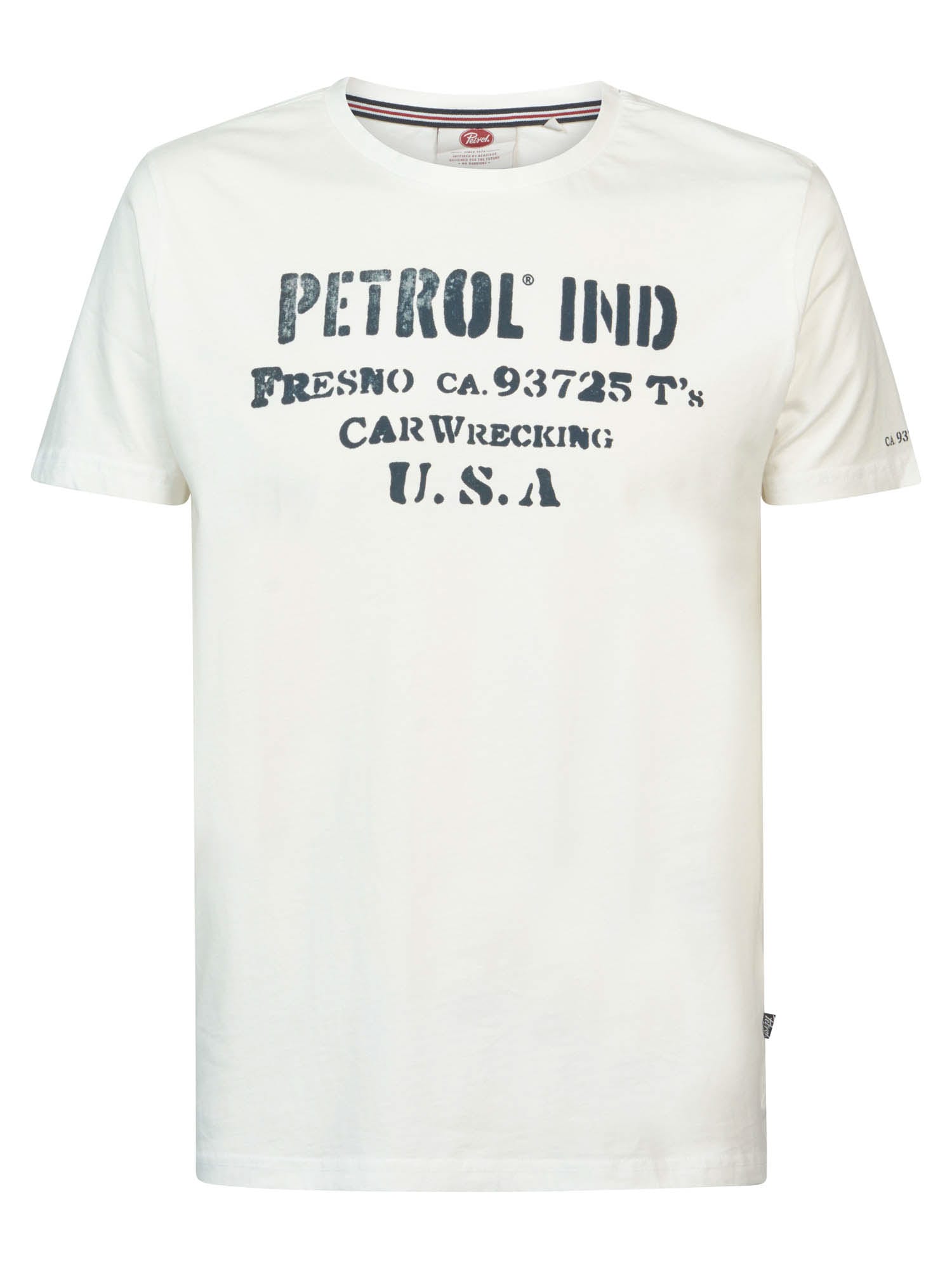 Petrol Industries Tricou albastru închis / alb