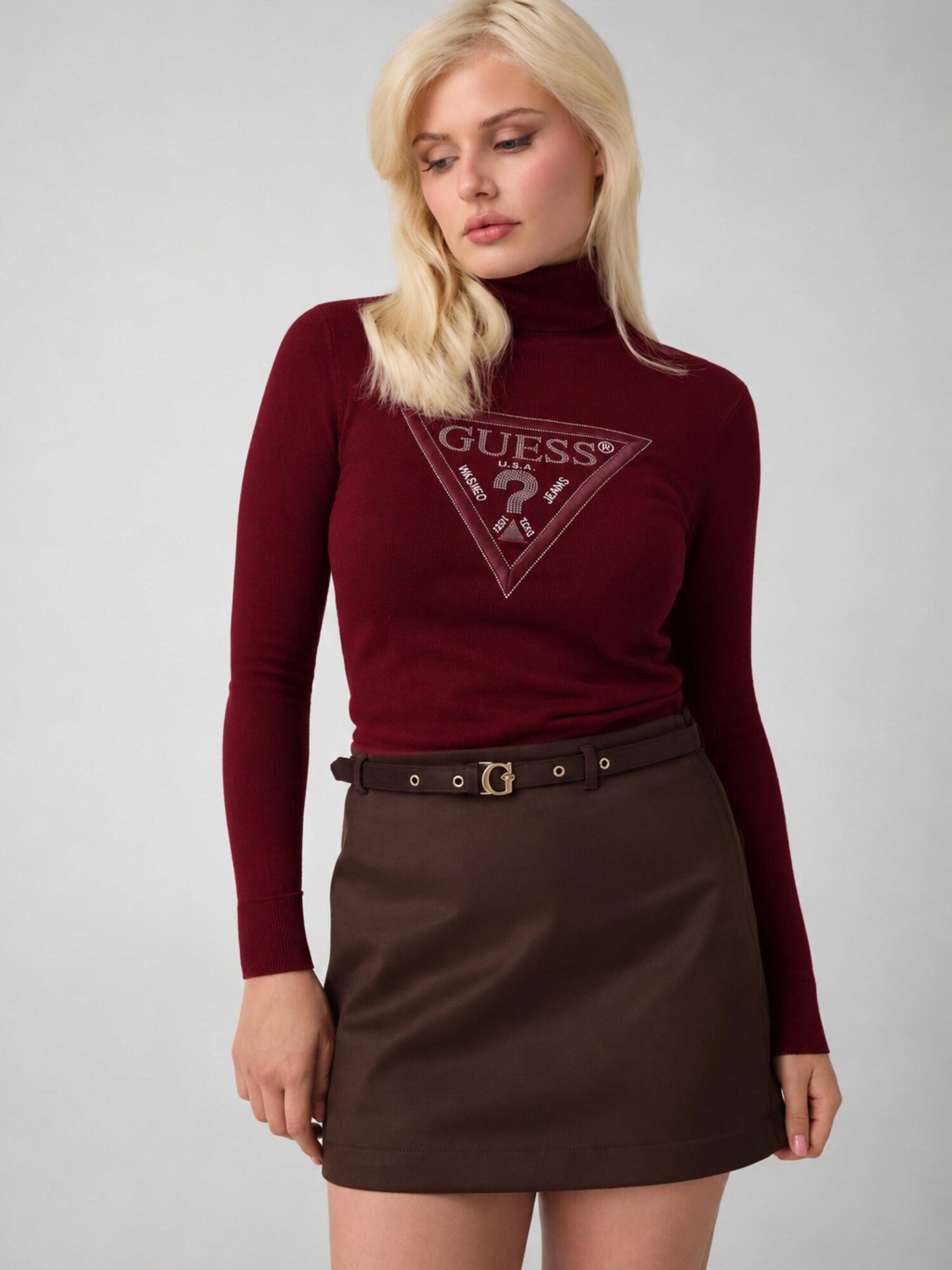 GUESS Jersey 'HALLIE'  borgoña / plata – imagen 4