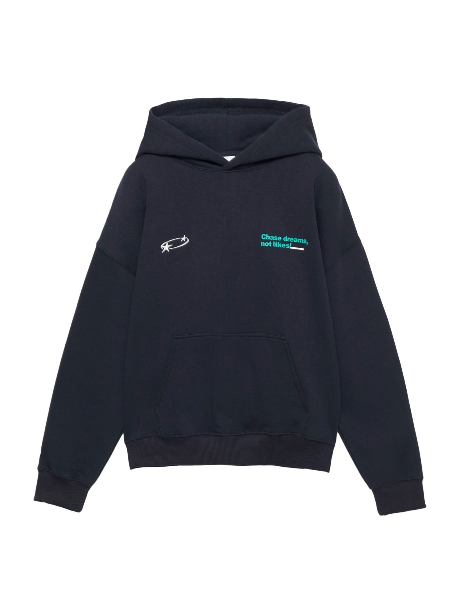 Pull&Bear Bluză de molton  bleumarin / verde jad / alb