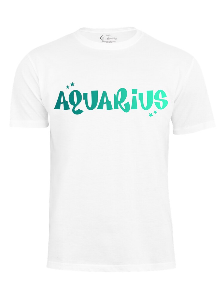 Cotton Prime T-Shirt 'Sternzeichen Wassermann' Herren Größe XL türkis / smaragd / weiß