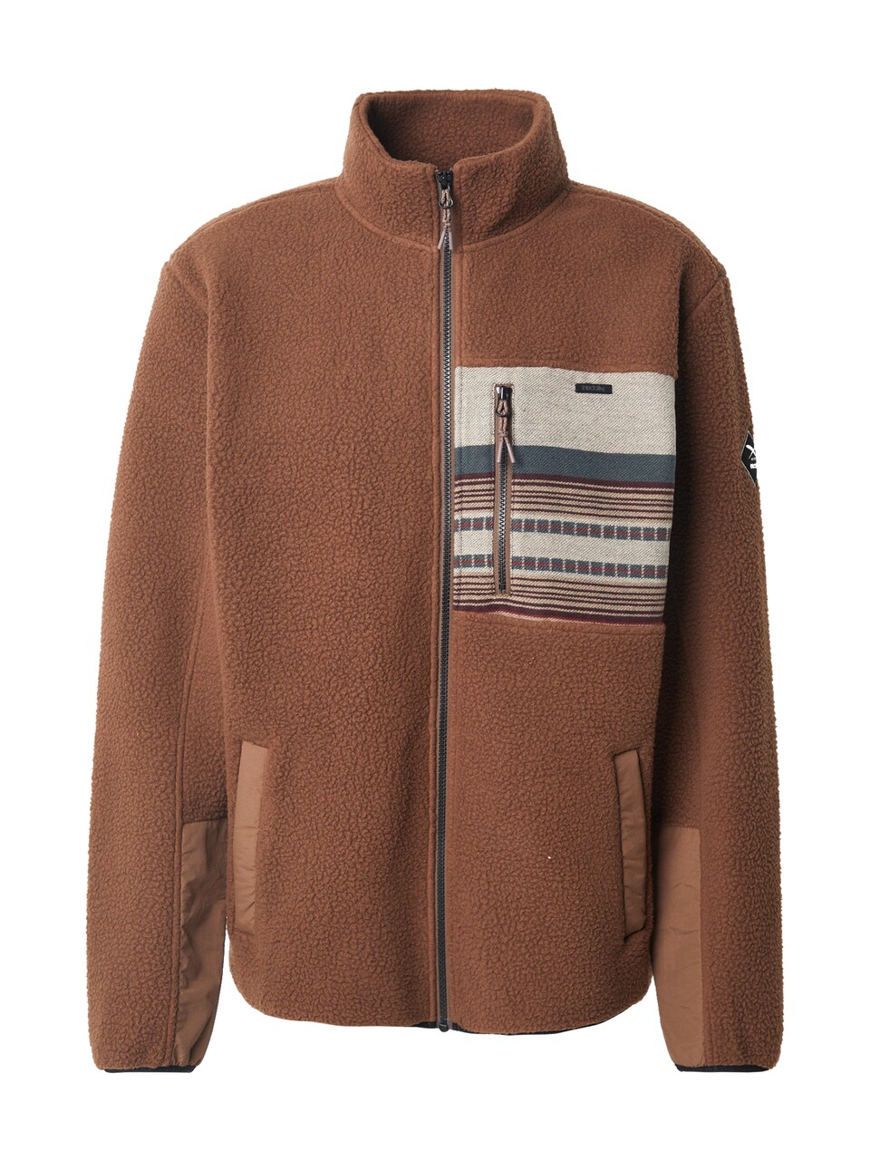 Fleecejacka 'Wonderer Track' beige / brun / petrol