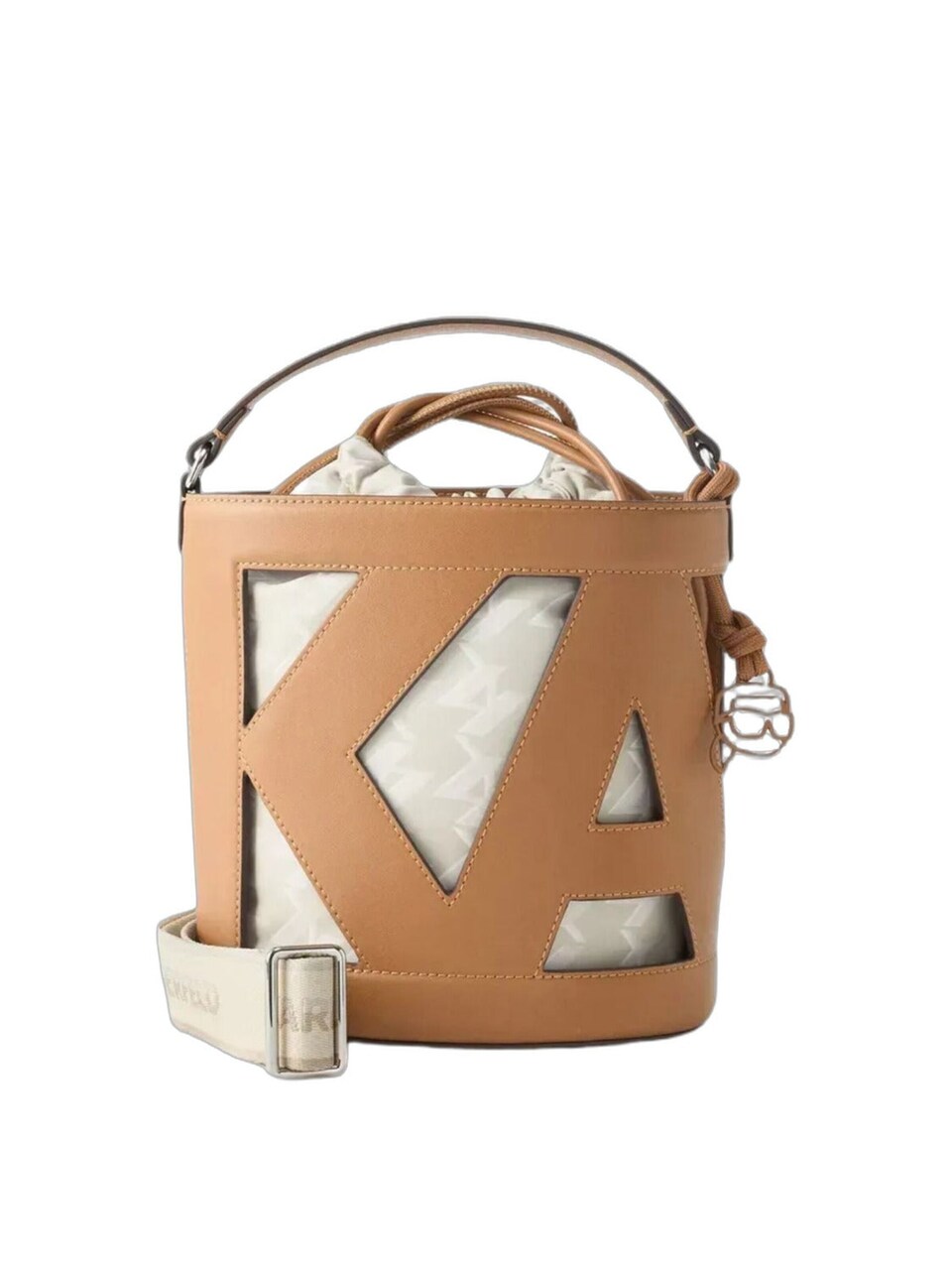 Axelremsväska 'Karl Lagerfeld Sac Seau Ikon Monogramme Crème'