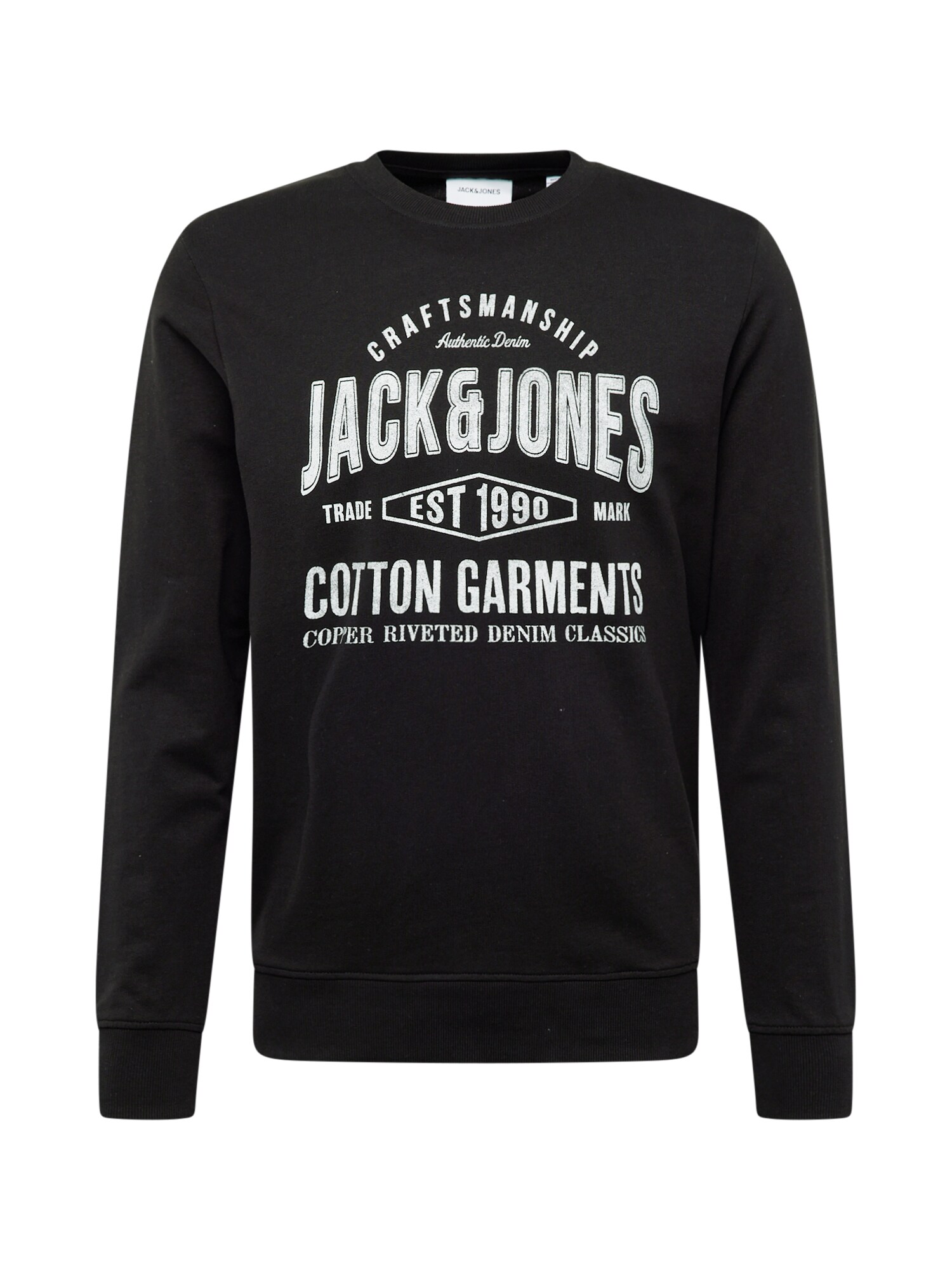 JACK & JONES Mikina 'JJJEANS'  čierna / šedobiela