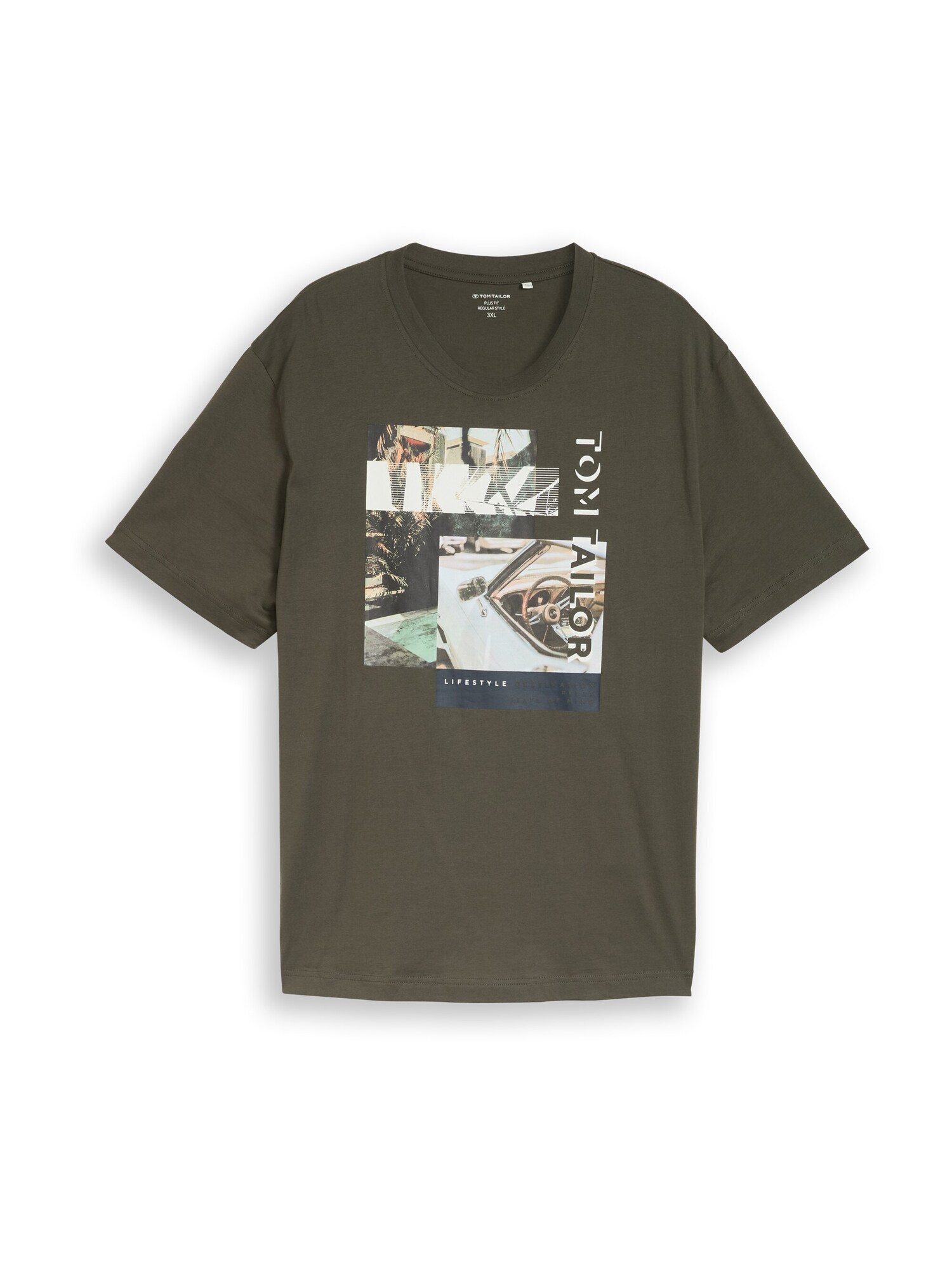 TOM TAILOR Men   Tricou  albastru închis / verde închis / negru / alb murdar