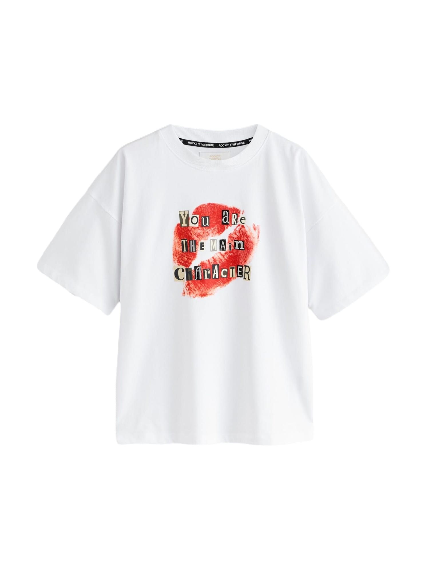 Rockett St George Camiseta beige claro / rojo anaranjado / negro / blanco