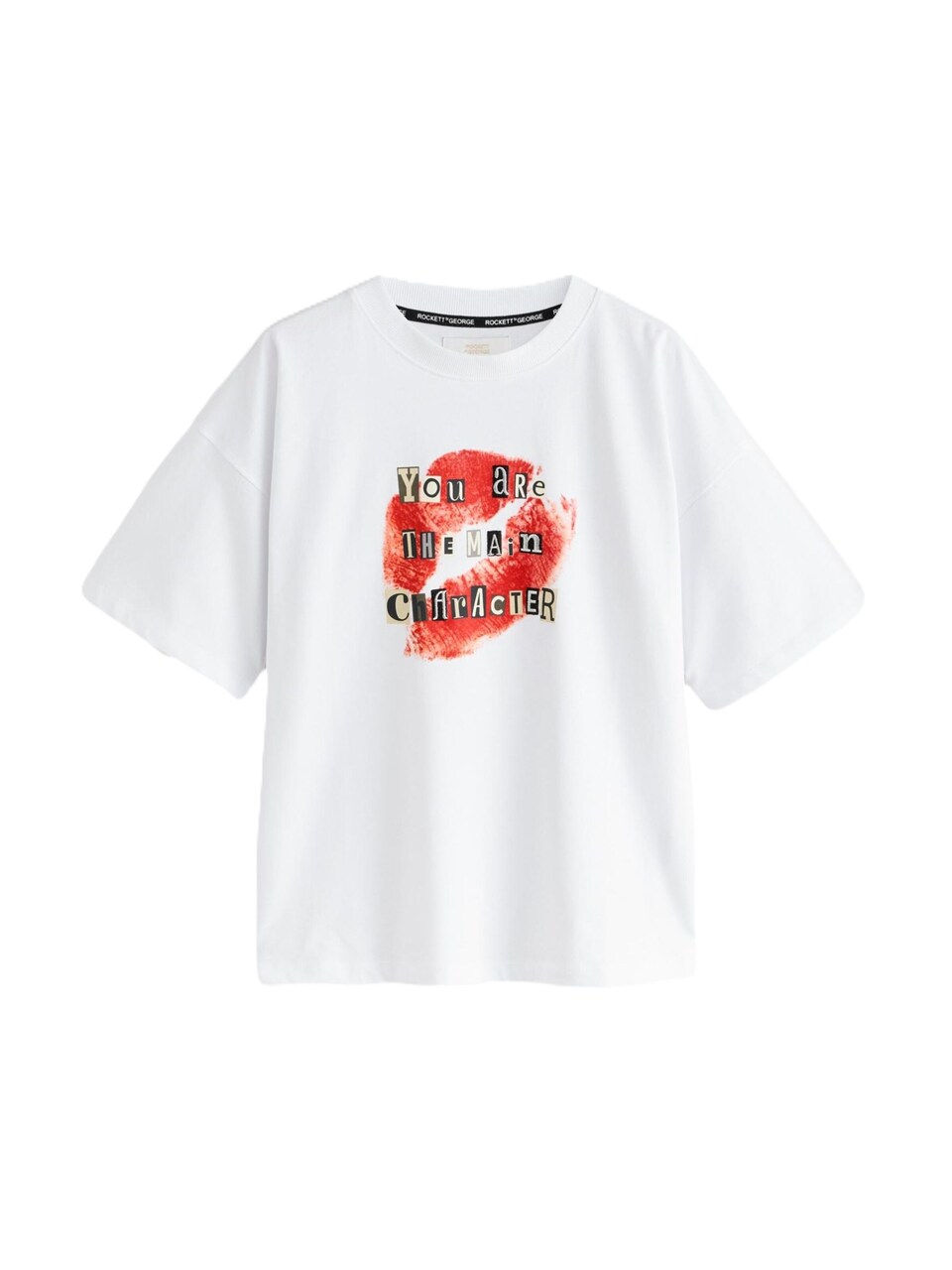 T-shirt ljusbeige / orangeröd / svart