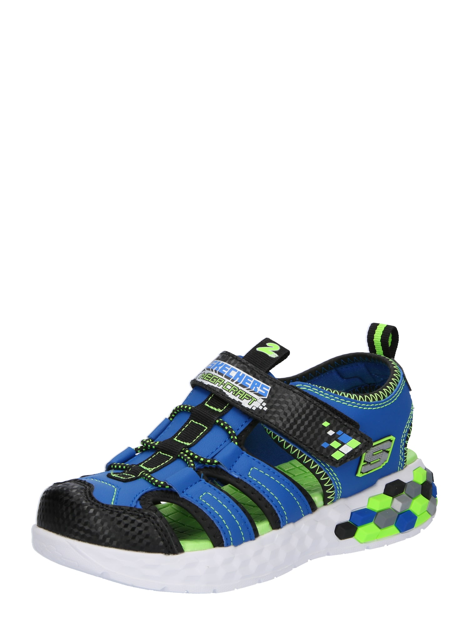SKECHERS Отворени обувки 'MEGA-SPLASH 2.0'  синьо / неоново зелено / черно / бяло