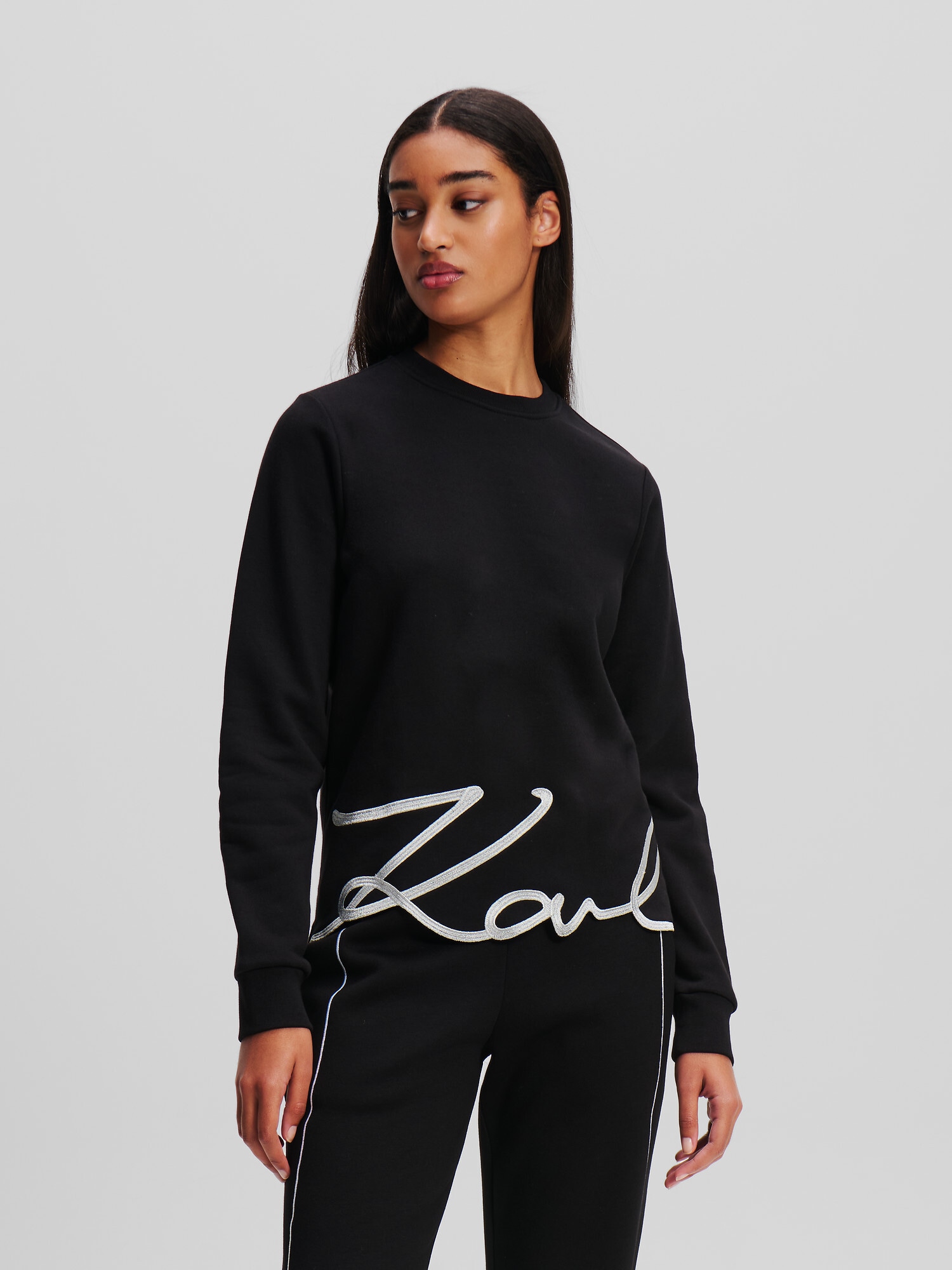Karl Lagerfeld Tréning póló  fekete / ezüst termék 2. képe