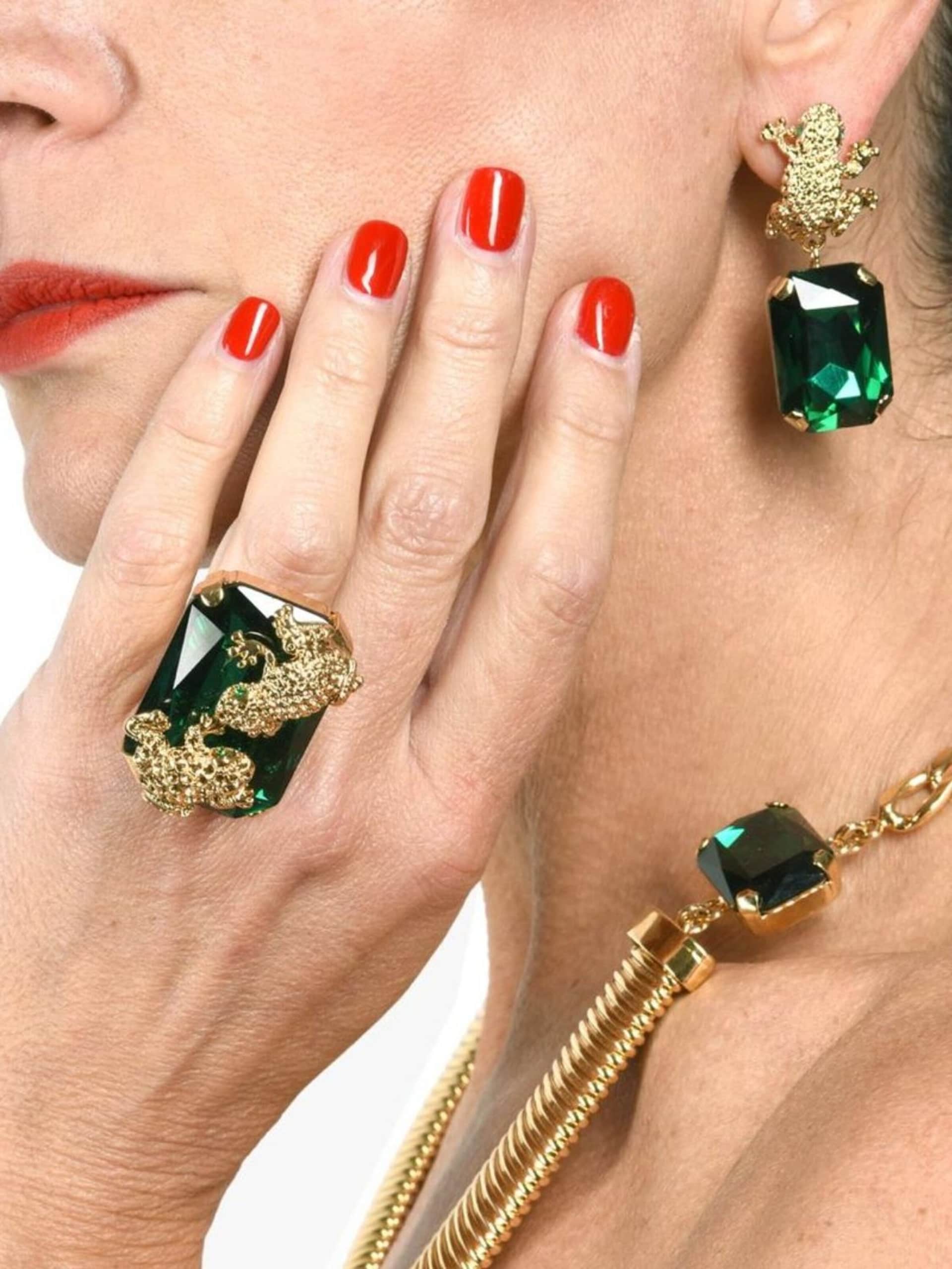 Addicted2 Örhängen 'Armonia orecchini con cristallo Swarovski verde e motivo rana' dam