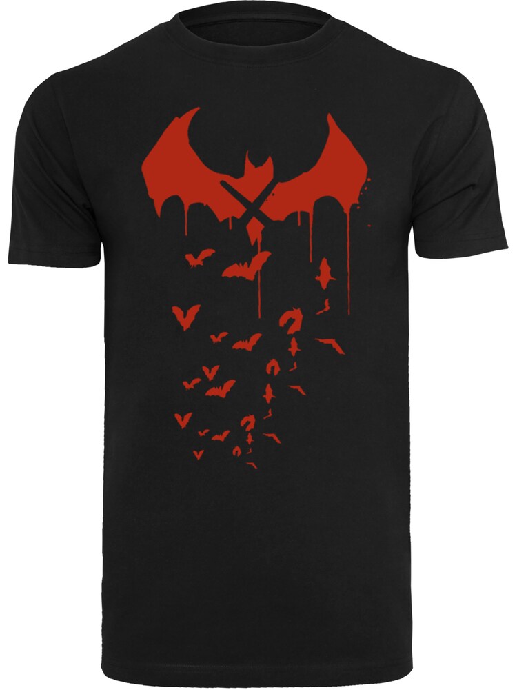 F4NT4STIC T-Shirt 'DC Comics Batman Arkham Knight Bats X Drip' Herren Größe 5XL rot / schwarz