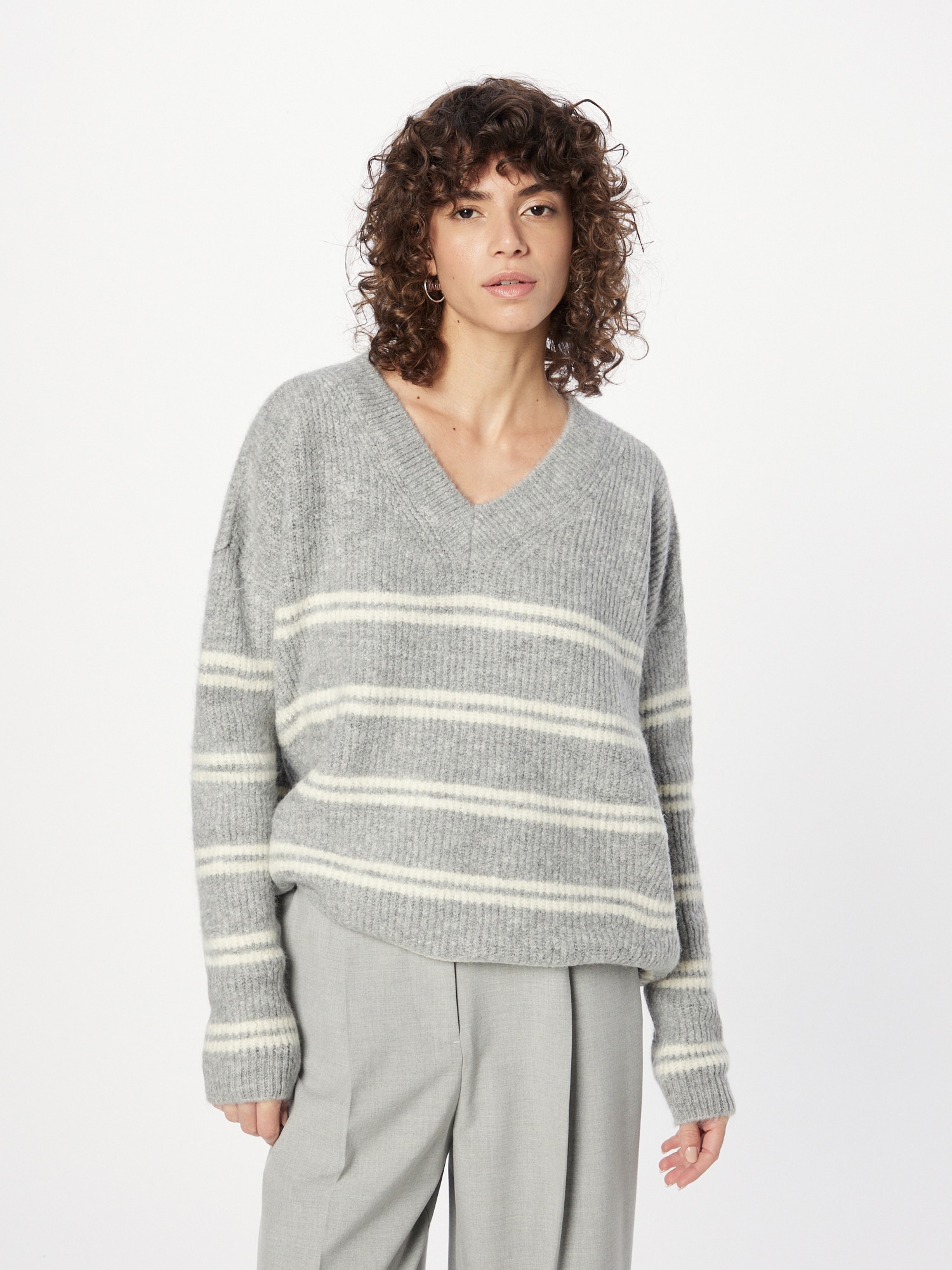 Dorothy Perkins Oversize pulóver  szürke melír / fehér termék 2. képe