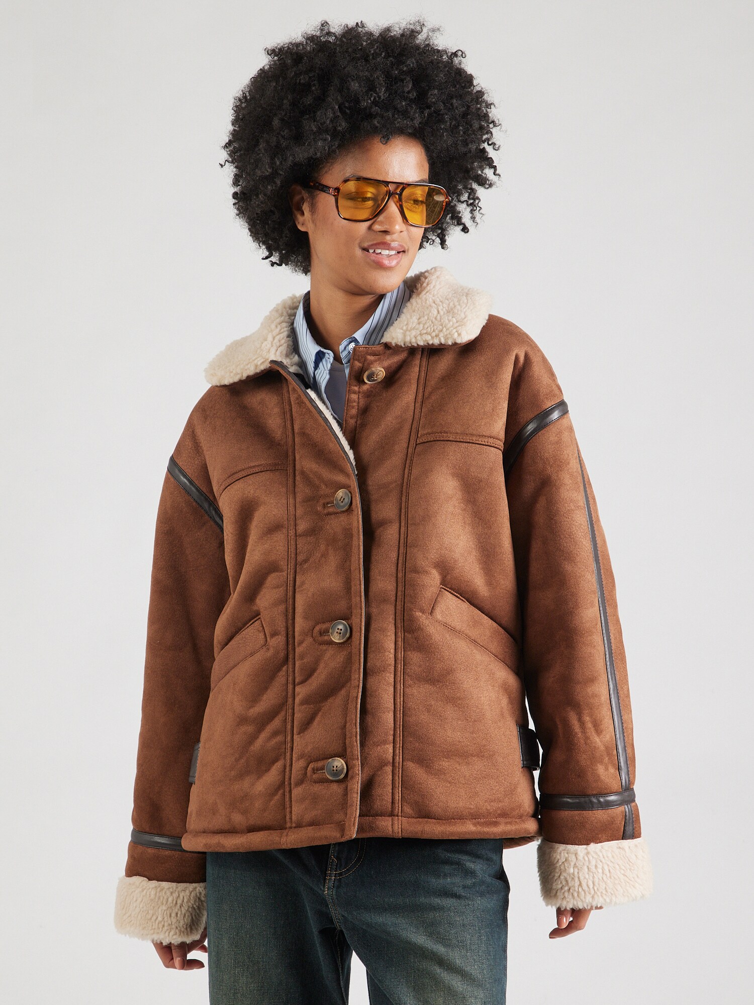 TOPSHOP Átmeneti dzseki  krém / konyak termék 2. képe