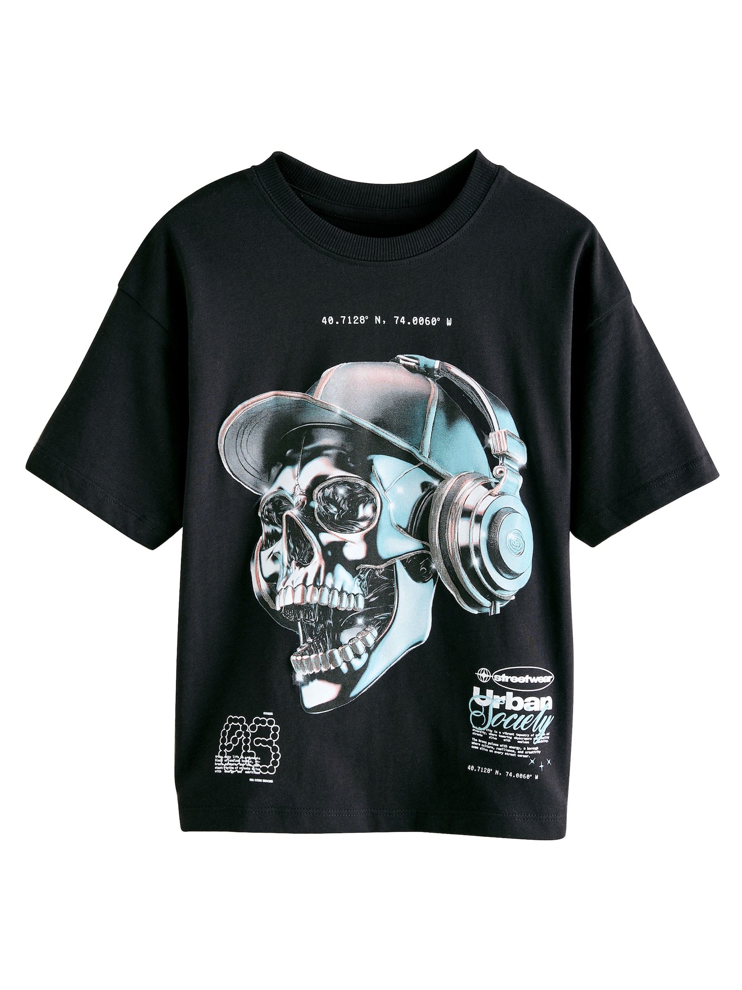 Next Tricou Grafikprint  albastru deschis / gri / negru