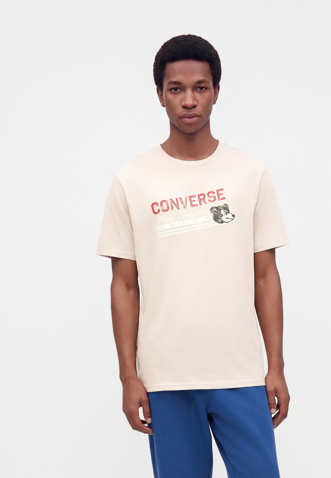 CONVERSE Camiseta 'FIGHTING BEAR' beige claro / marrón moteado / rojo claro / blanco – imagen 2