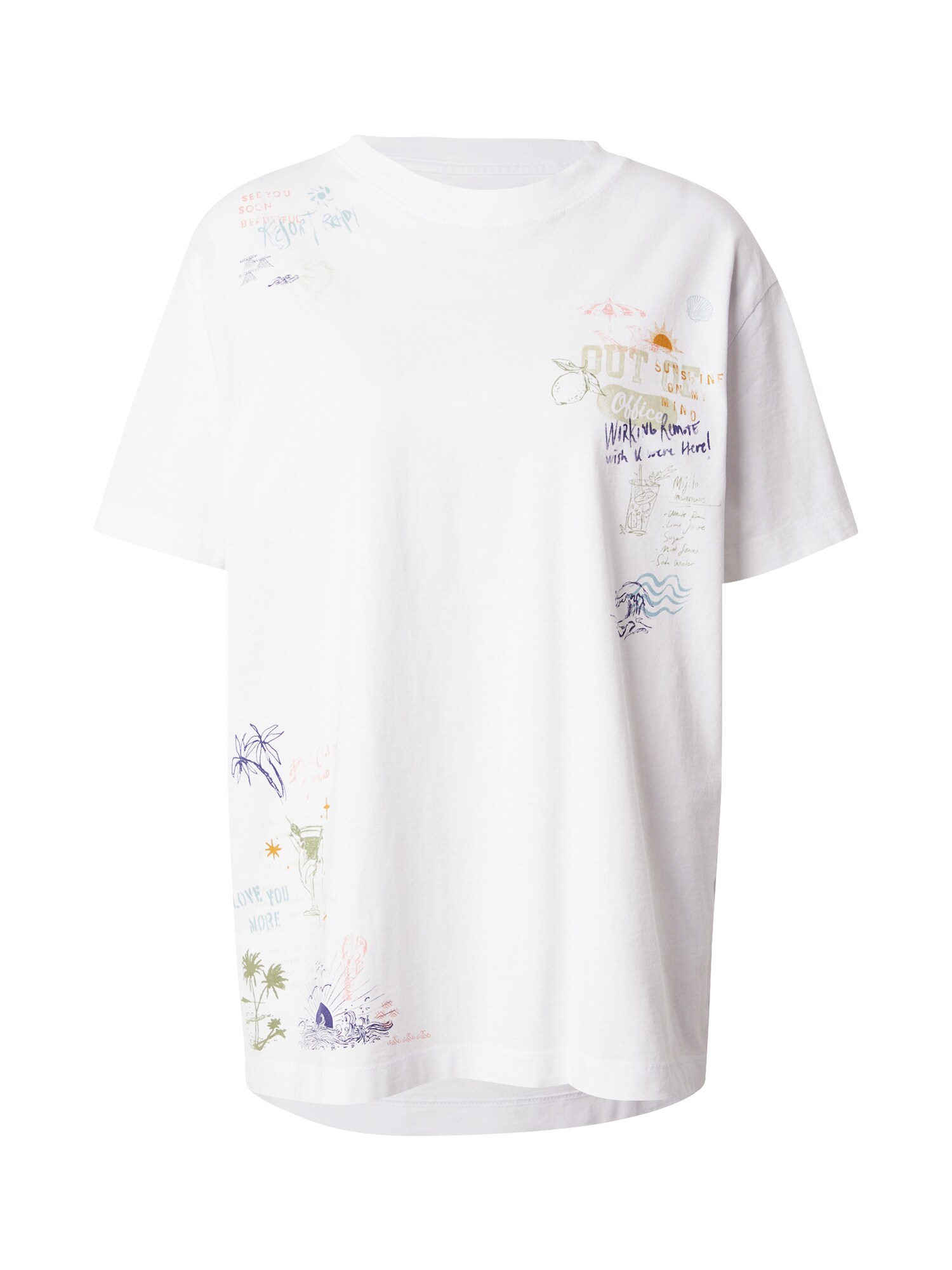 Abercrombie & Fitch Tricou  albastru închis / oliv / portocaliu / alb