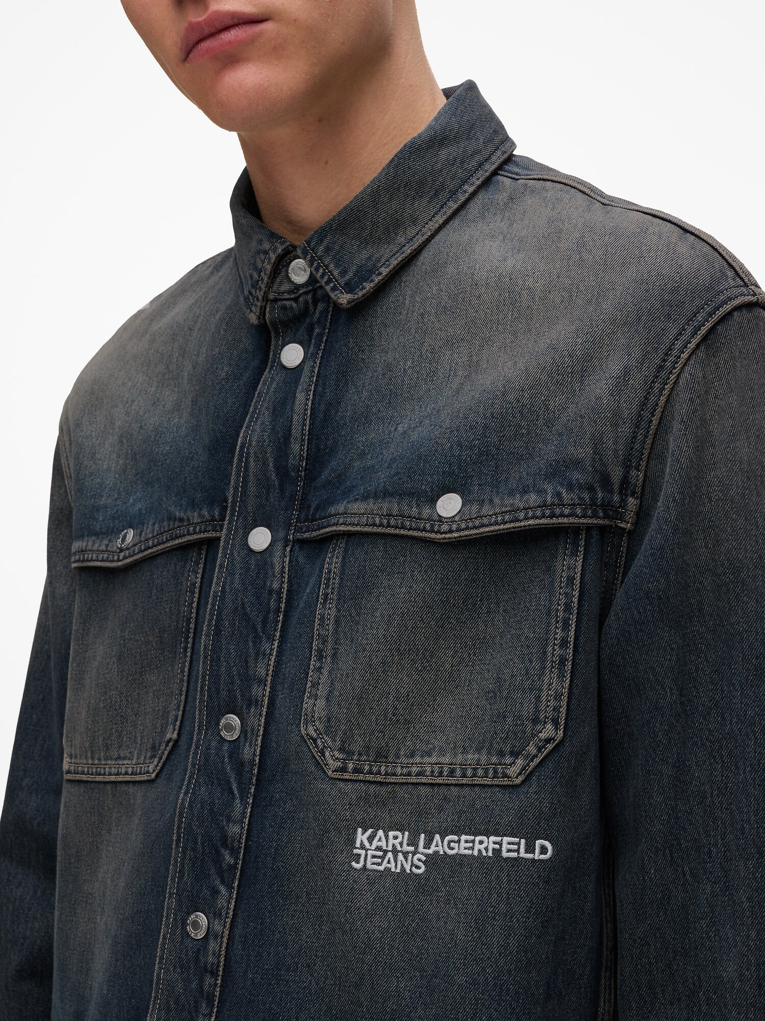 KARL LAGERFELD JEANS Košeľa tmavomodrá / biela (obrázok 4)