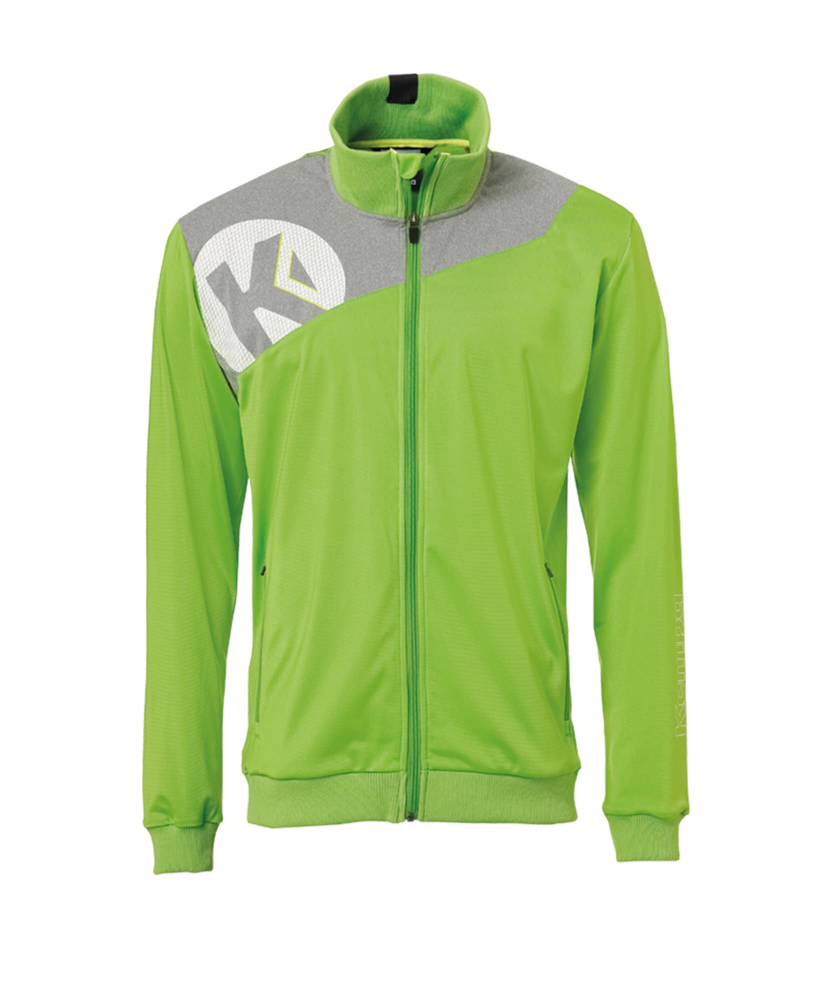 KEMPA Bluză cu fermoar sport  gri amestecat / verde kiwi / alb