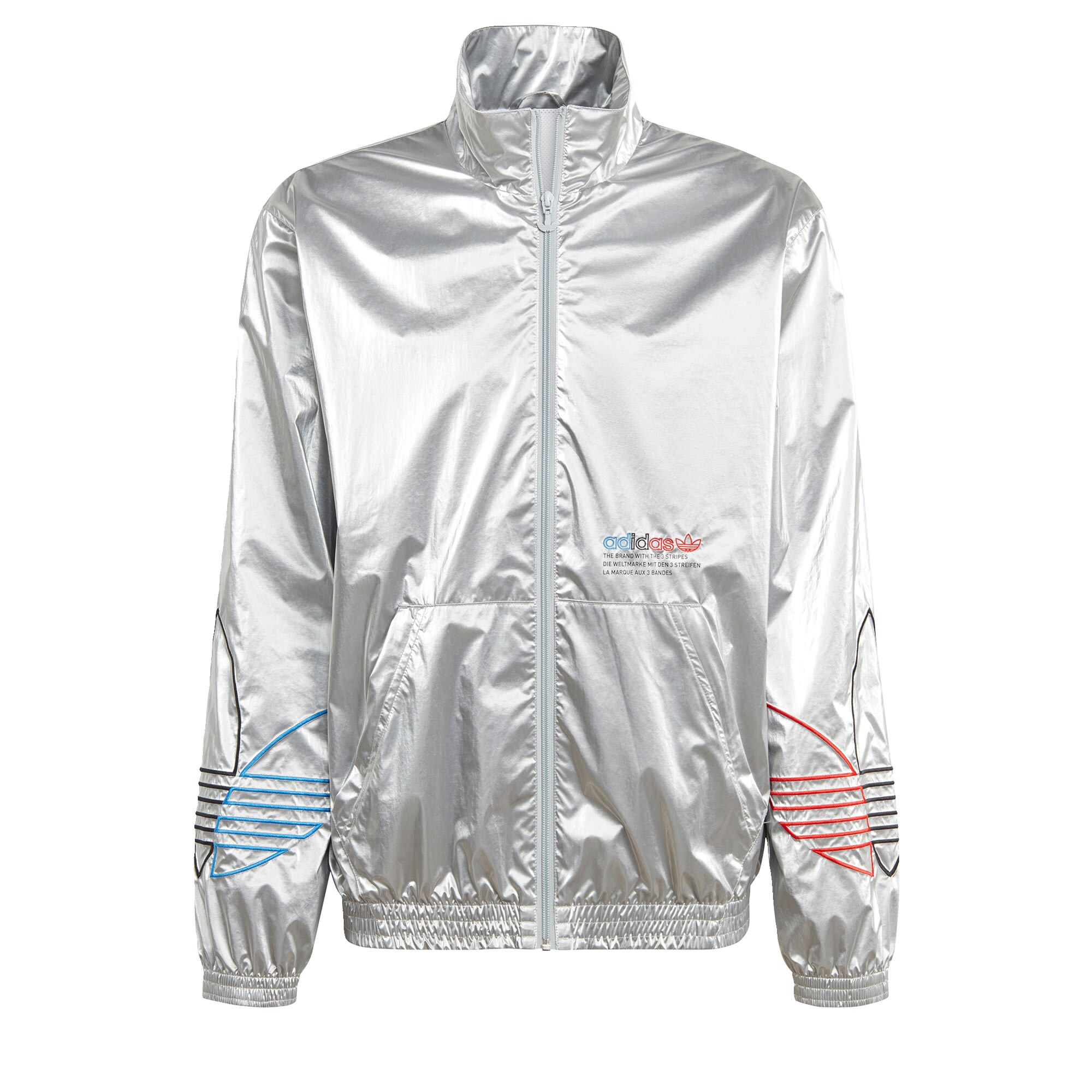 ADIDAS ORIGINALS Demisezoninė striukė  sidabrinė / raudona / juoda / mėlyna
