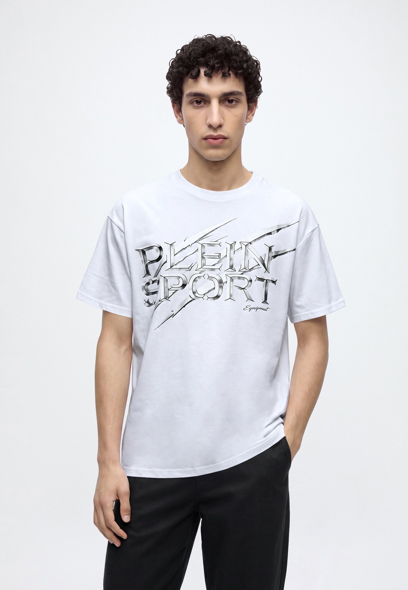 Plein Sport Camiseta  gris plateado / blanco – imagen 4