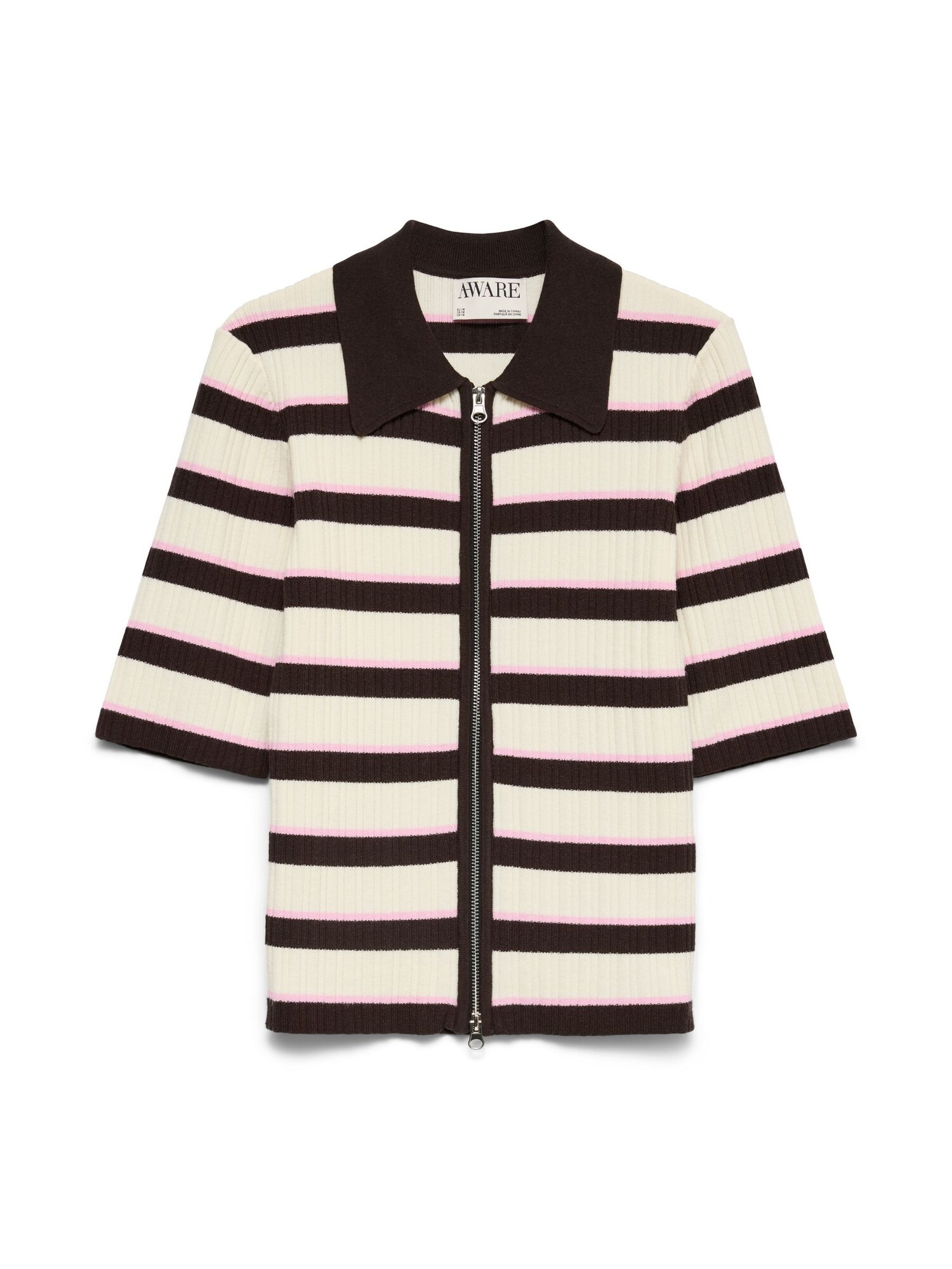 VERO MODA Cárdigan 'AWHanna'  crema / chocolate / rosa