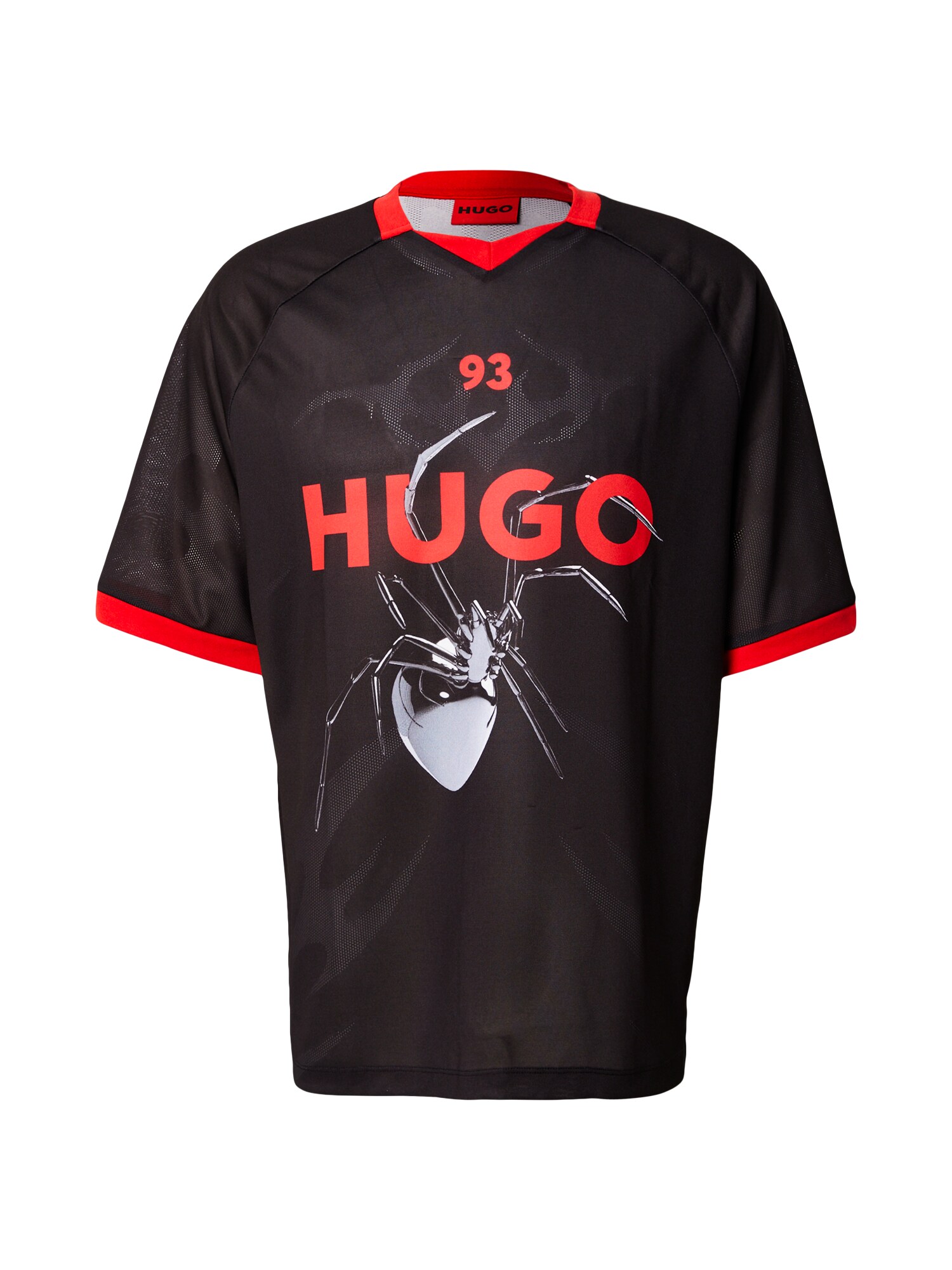 HUGO Póló 'Doefas'  szürke / piros / fekete / fehér akciós termékkép 1