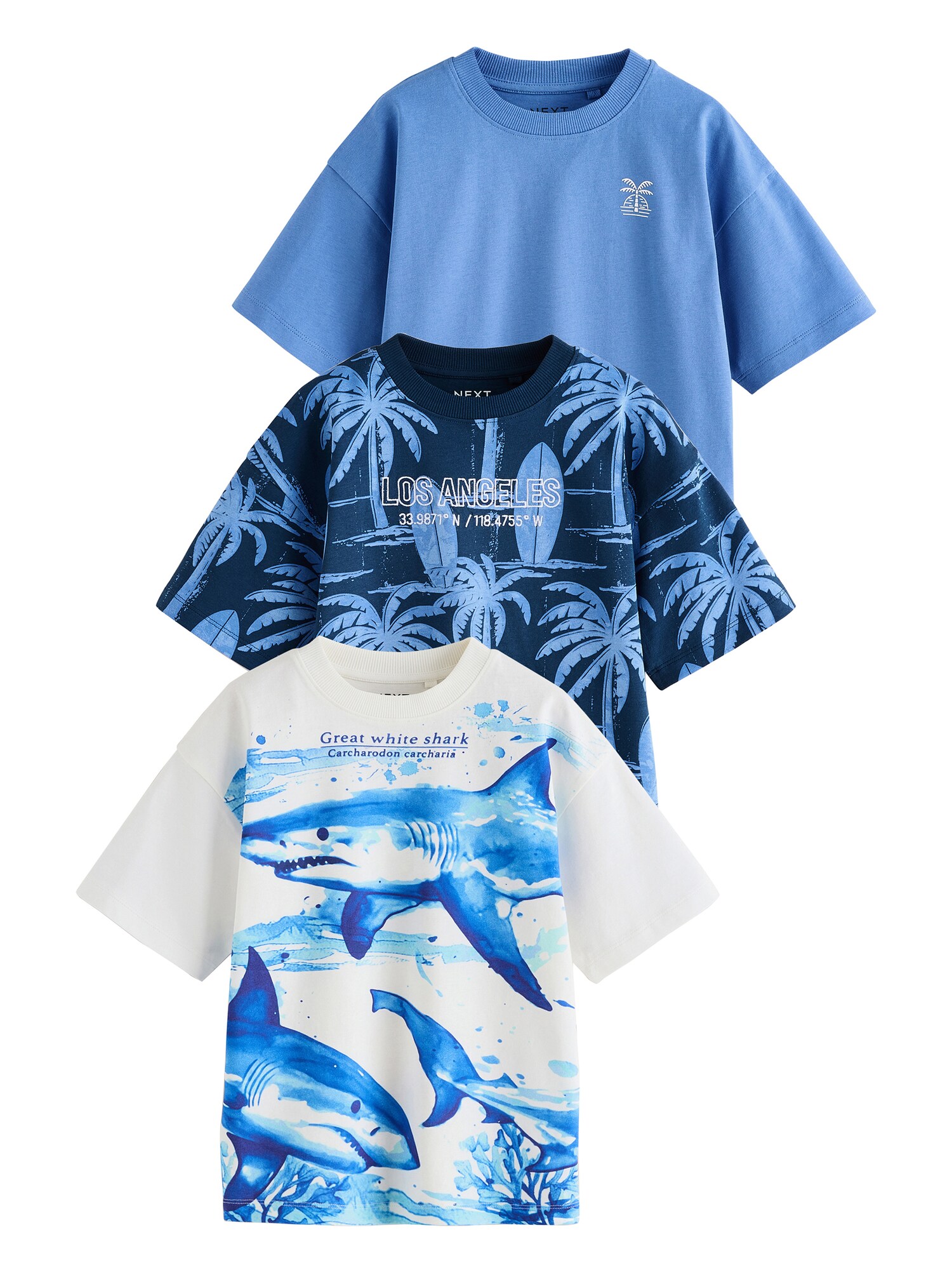 Next Tricou  bleumarin / albastru deschis / alb