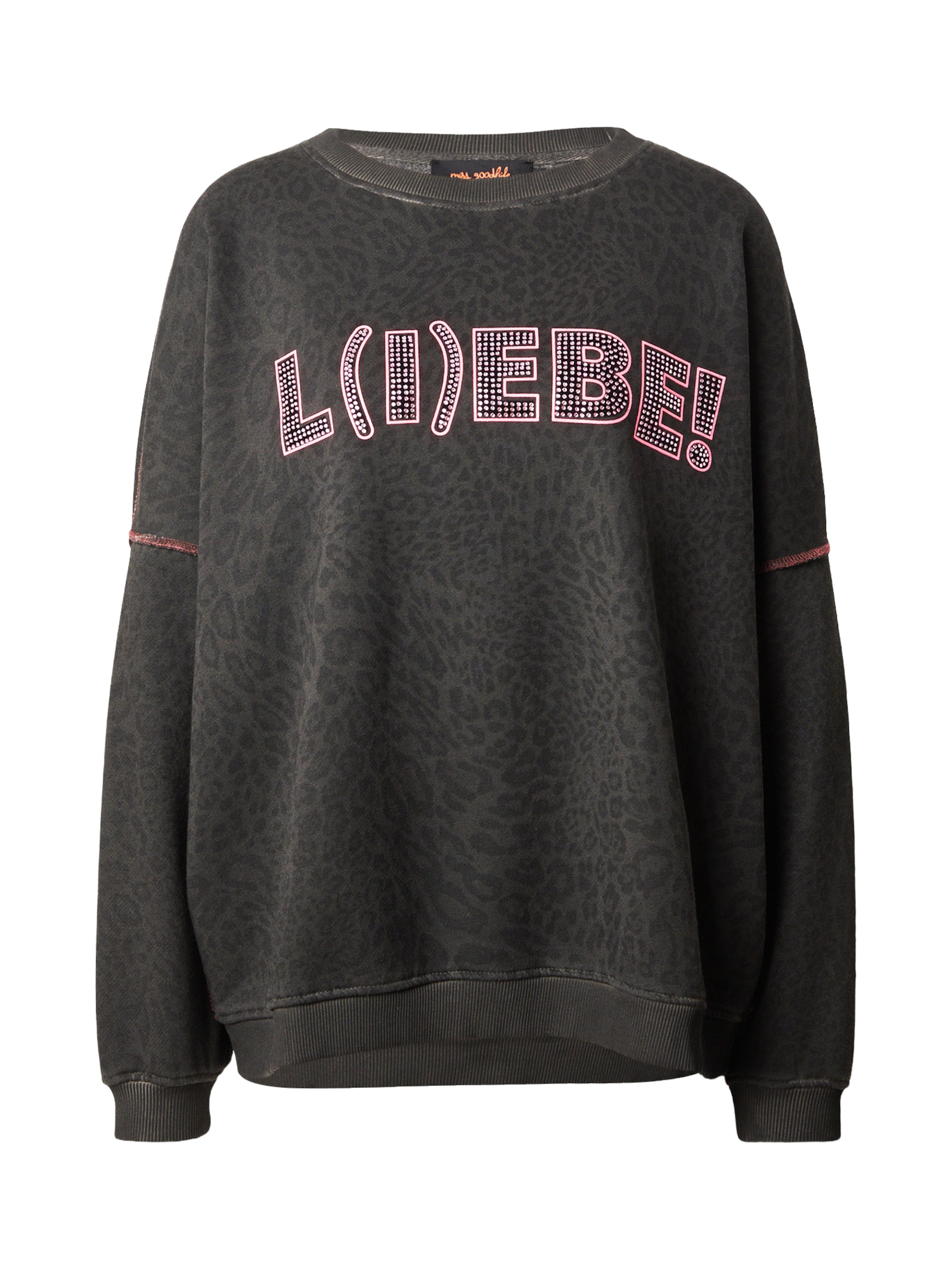 Miss goodlife Sweatshirt 'L(I)EBE' antracit / rosa dam