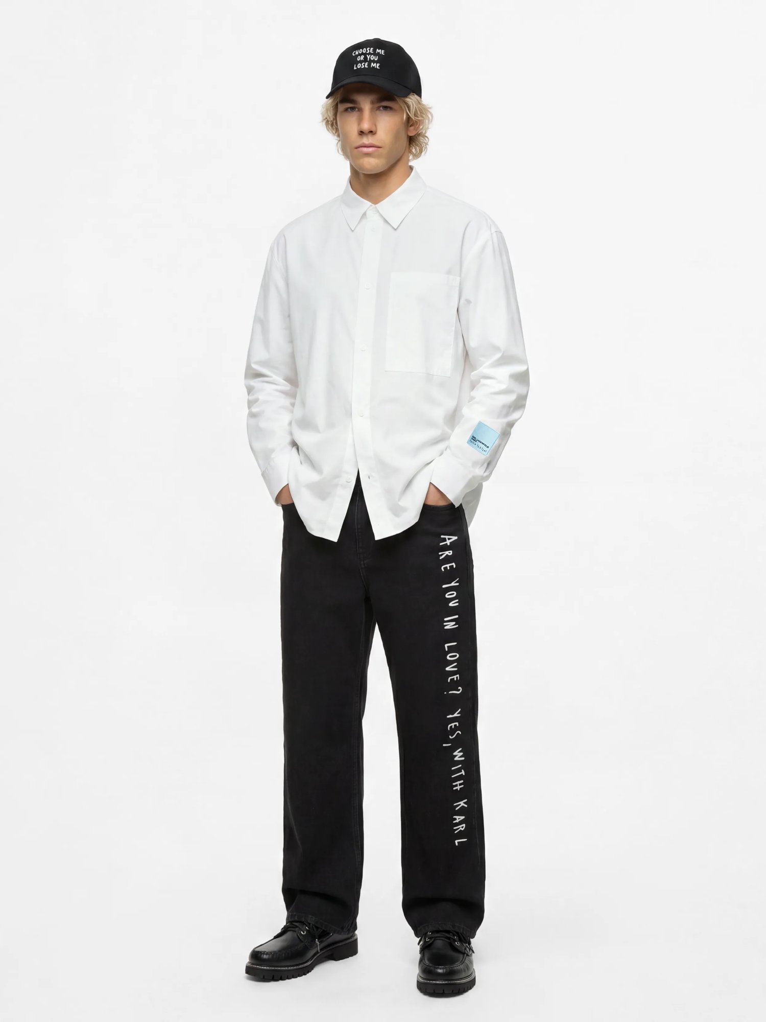 KARL LAGERFELD JEANS Camisa 'KLJ X Pietro Terzini' negro / blanco – imagen 3