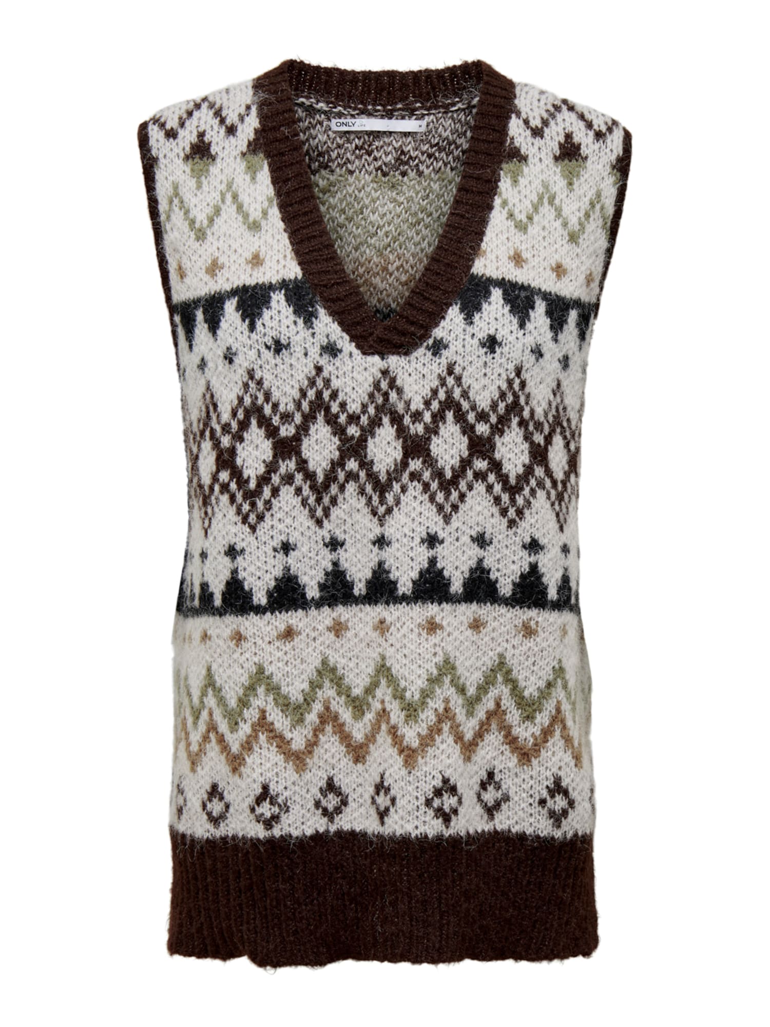 Only ONLY Pullunder 'Smila' chamois / cappuccino / dunkelbraun / hellgrün