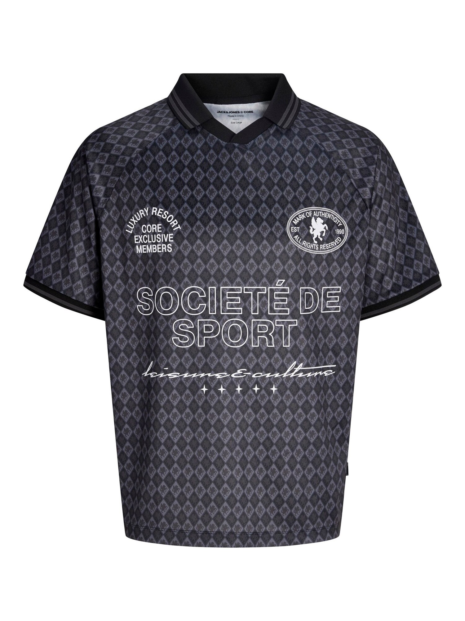 JACK &amp; JONES Camiseta  gris / negro / blanco