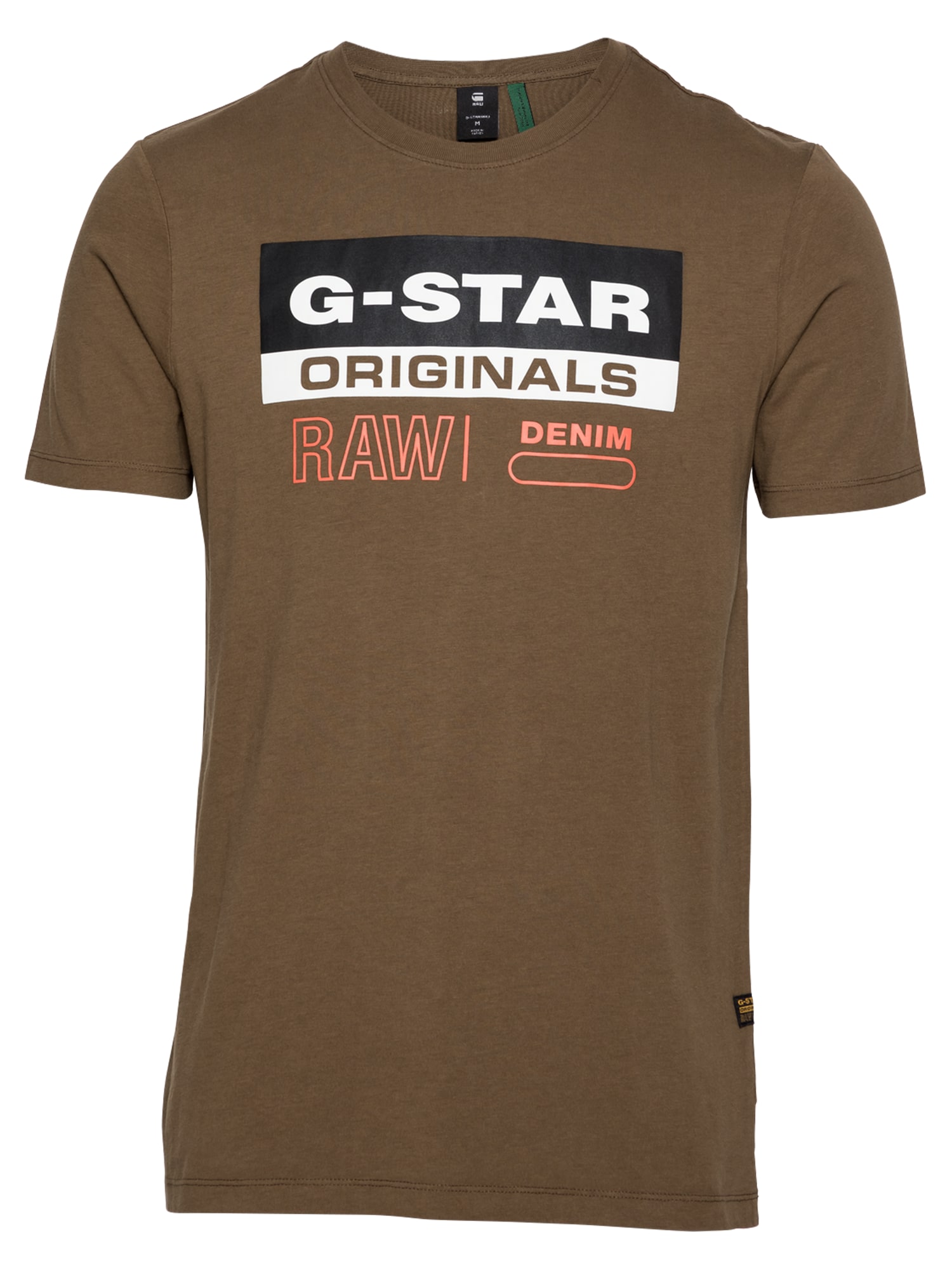 G-Star RAW Marškinėliai  rusvai žalia / juoda / balta / oranžinė